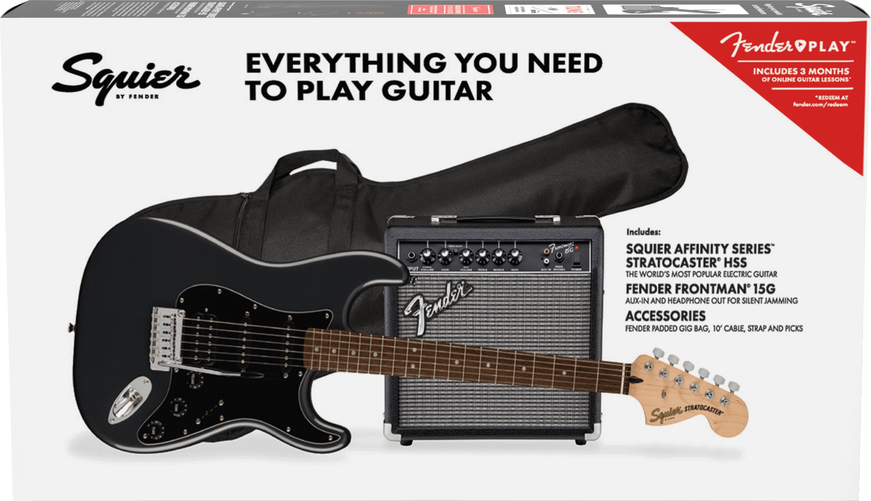 Squier Affinity Stratocaster HSS Pack in Charcoal Frost Metallic
