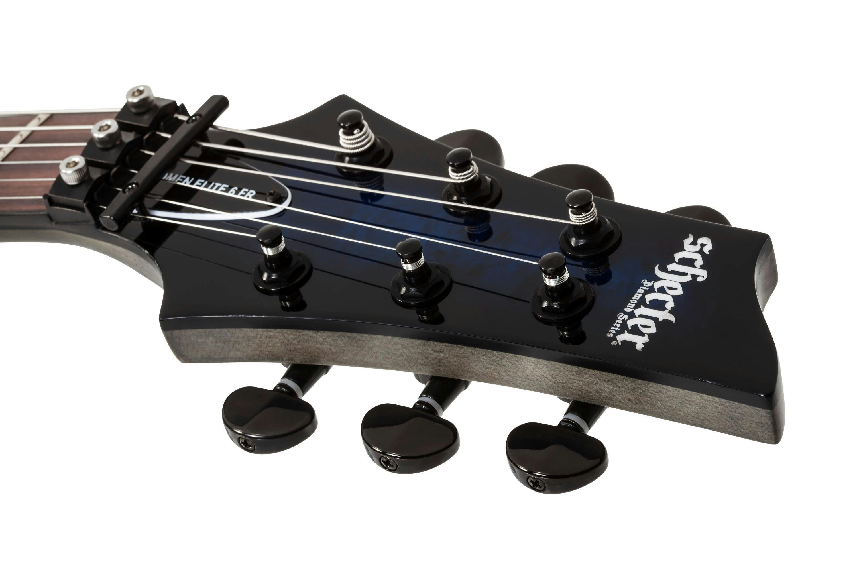 Schecter Omen Elite-6 FR in See-Thru Blue Burst - 408788-Schecter-Omen-Elite-6-FR-See-Thru-Blue-Burst-Headstock.jpg