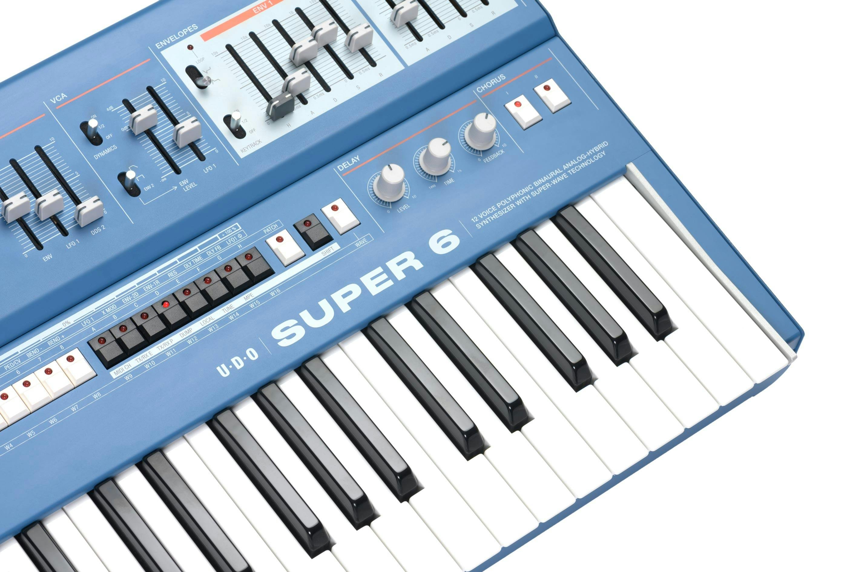 UDO Super 6 - 12 Voice Binaural Analogue Hybrid Synthesizer in Blue - 381174-UDO_Super6_White_Web_11.jpg