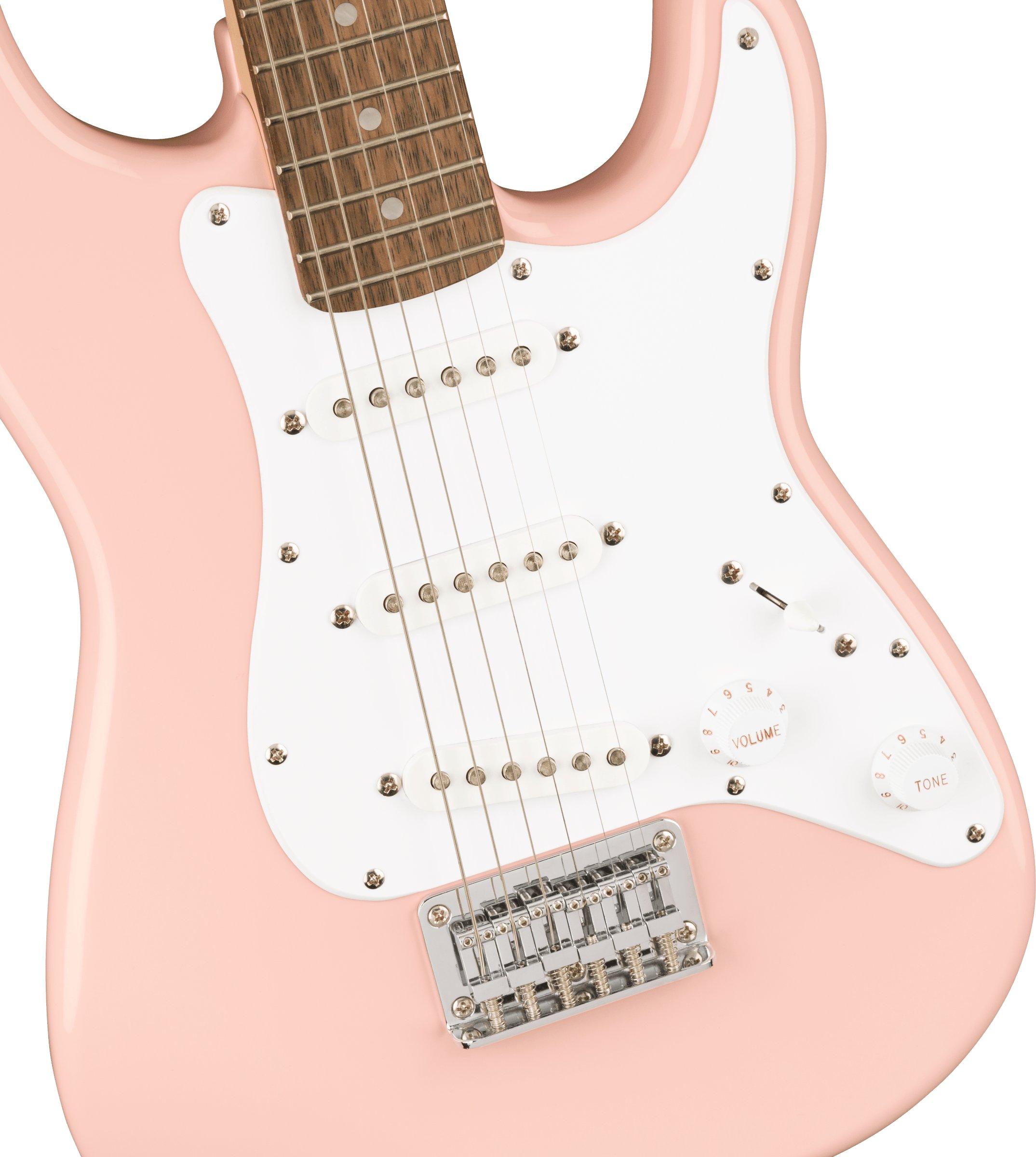 Squier Mini Strat Electric Guitar in Shell Pink - 390820-0370121556_gtr_frtbdydtl_001_nr.jpg