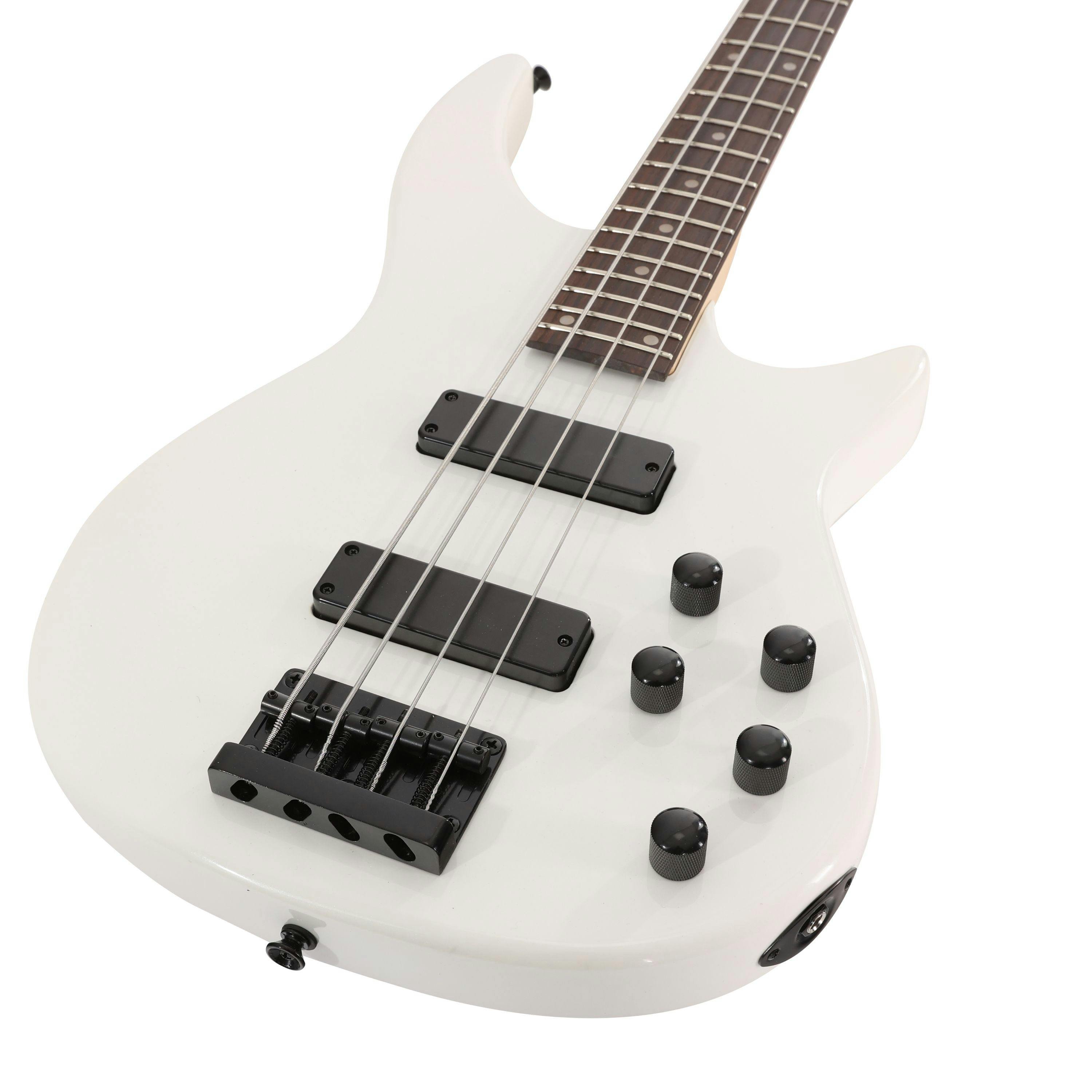 EastCoast MB4 Bass in Pearl White Rosewood Fretboard with All Black Hardware - 478586-EastCoast-MB4-Bass-Guitar-White-Angle.jpg