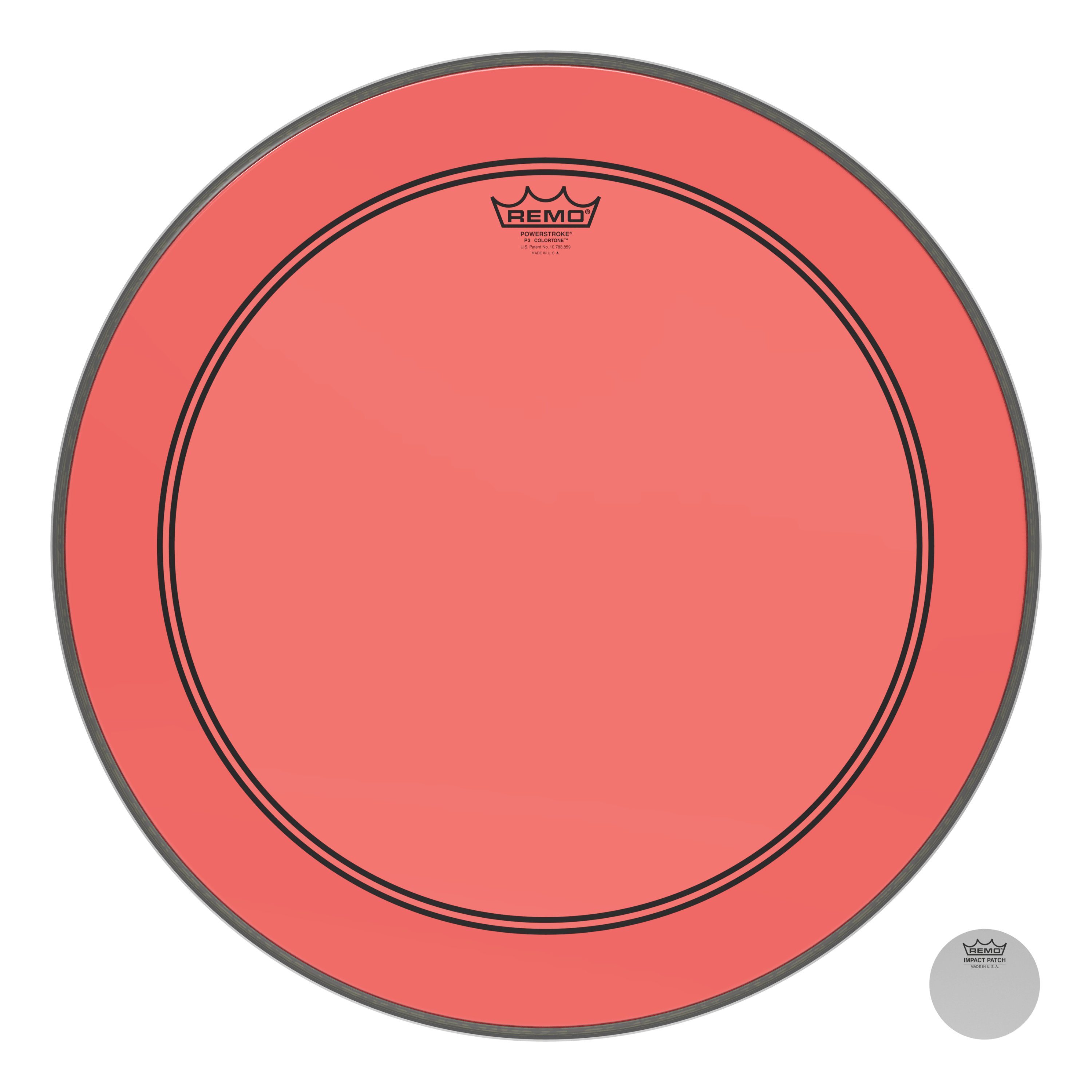 Remo Powerstroke 3 Colortone Bass Drum Head - Red - 22" - 449515-P3-1322-CT-RD.jpg