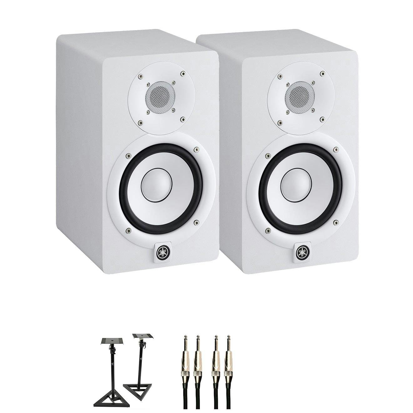 Yamaha HS5 Active Studio Monitor Bundle in White With Speaker