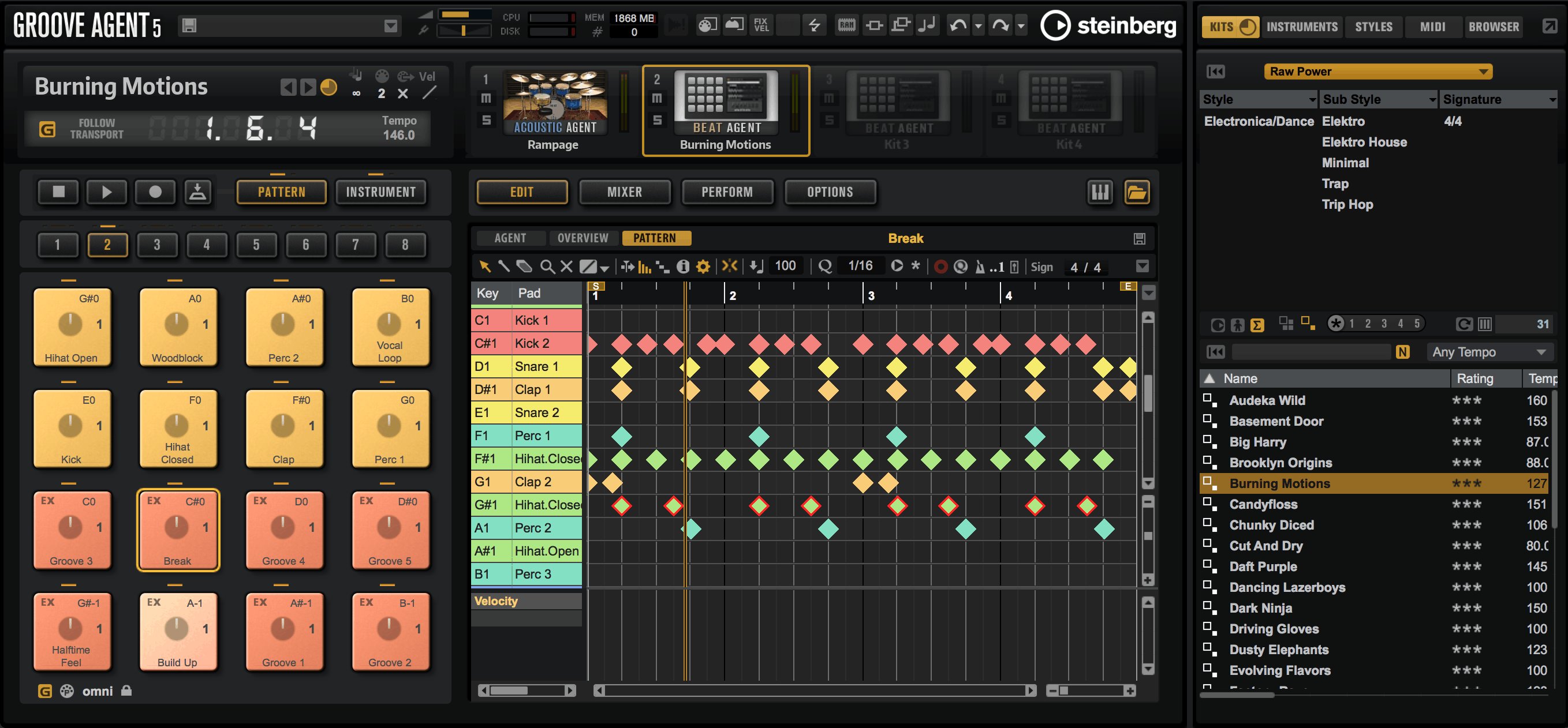 Steinberg Groove Agent 5 Virtual Drum Kit Plugin - 305867-GA5_Beat-Agent_pattern.jpg
