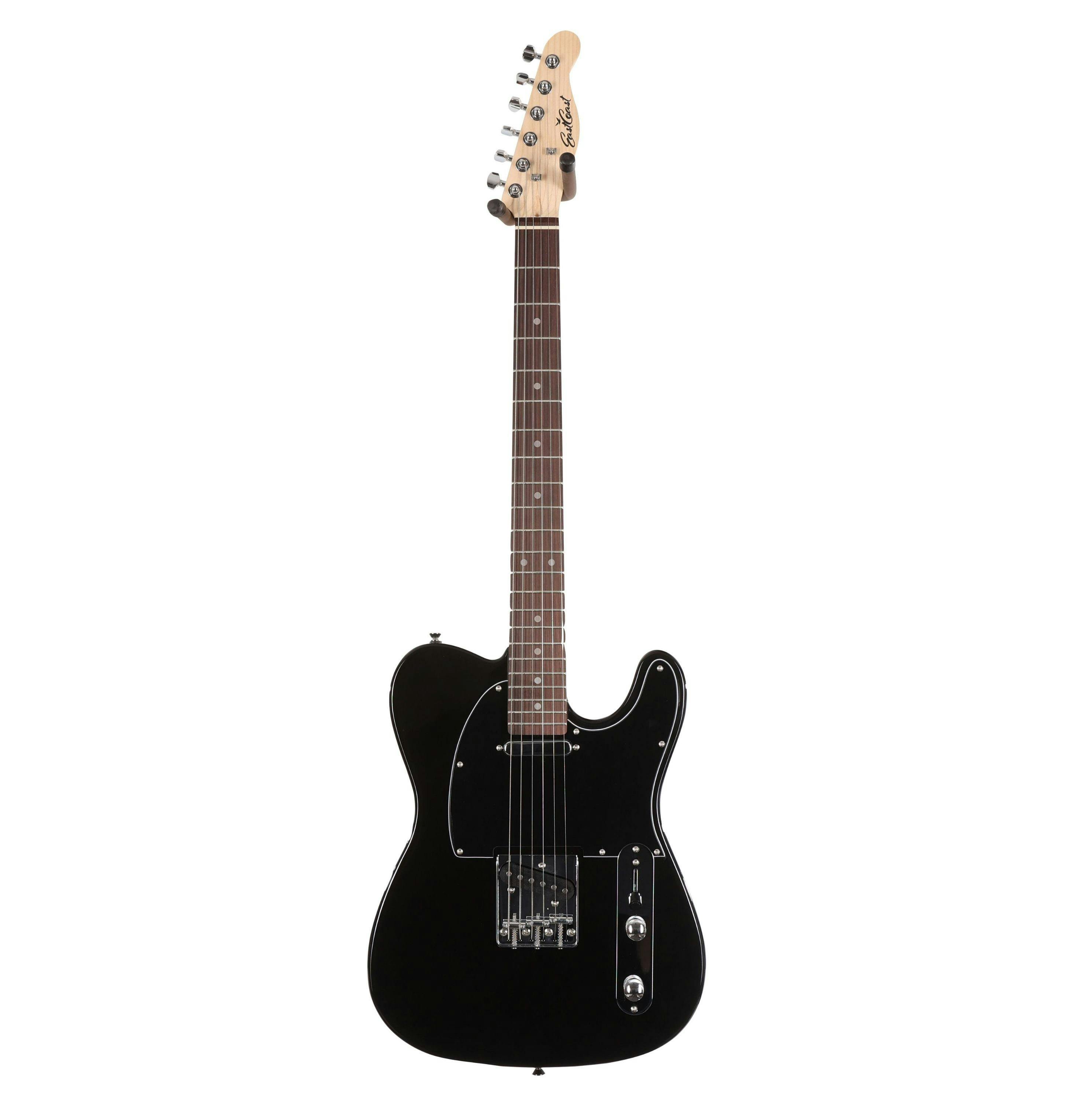 EastCoast T1 Electric Guitar Starter Pack in Black (Rosewood) with 15W Amp & Accessories - 477377-EastCoast T1 Electric Guitar in Black Rosewood Fingerboard 2.jpg