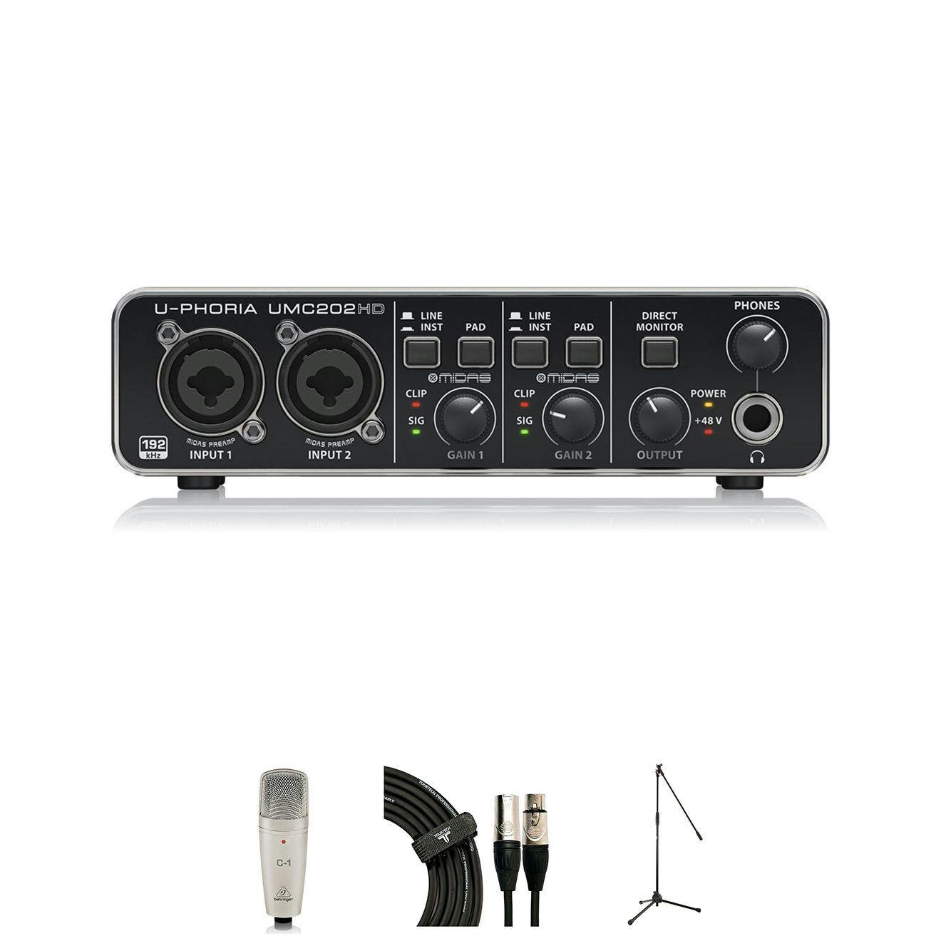 Behringer UMC202 Interface Bundle with Behringer C1 Microphone