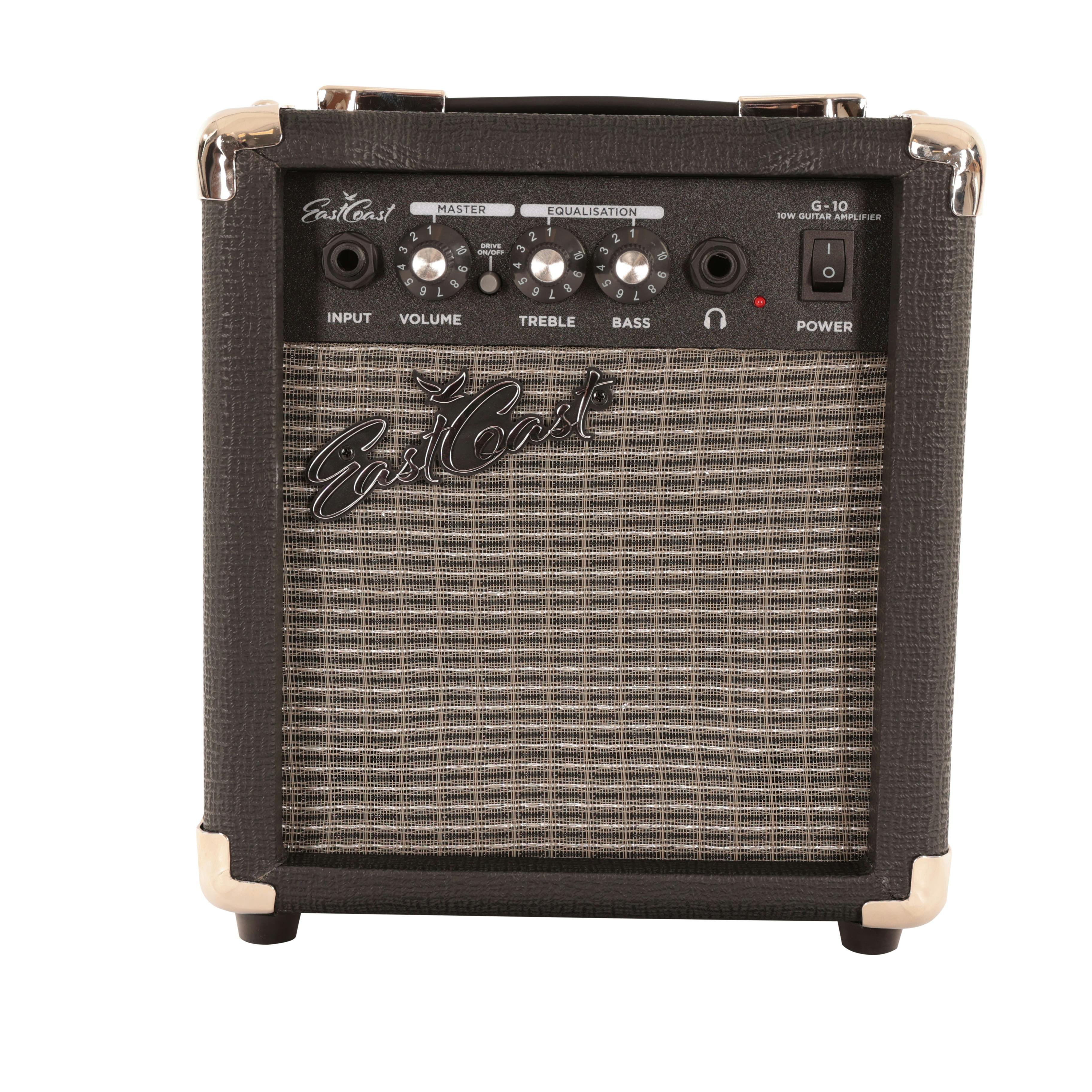 EastCoast ST1 Black Electric Guitar Starter Pack with 10W Amp & Accessories - _BUN-EC-GS100-BLK10-3-amp.jpg