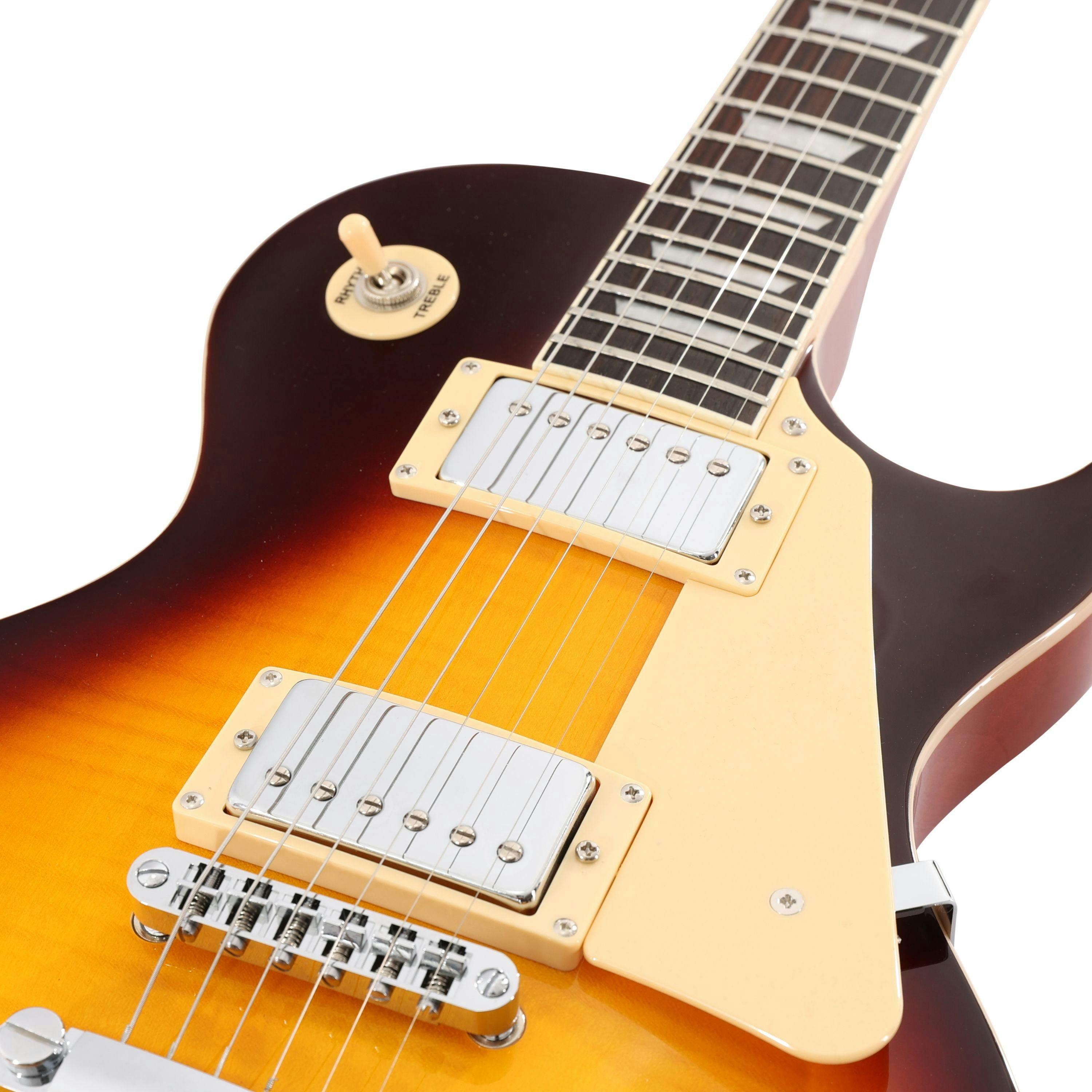 EastCoast L1 Electric Guitar Starter Pack in Vintage Sunburst with 10W Amp & Accessories - 478386-EC-L1-VSB-Close-Angle.jpg