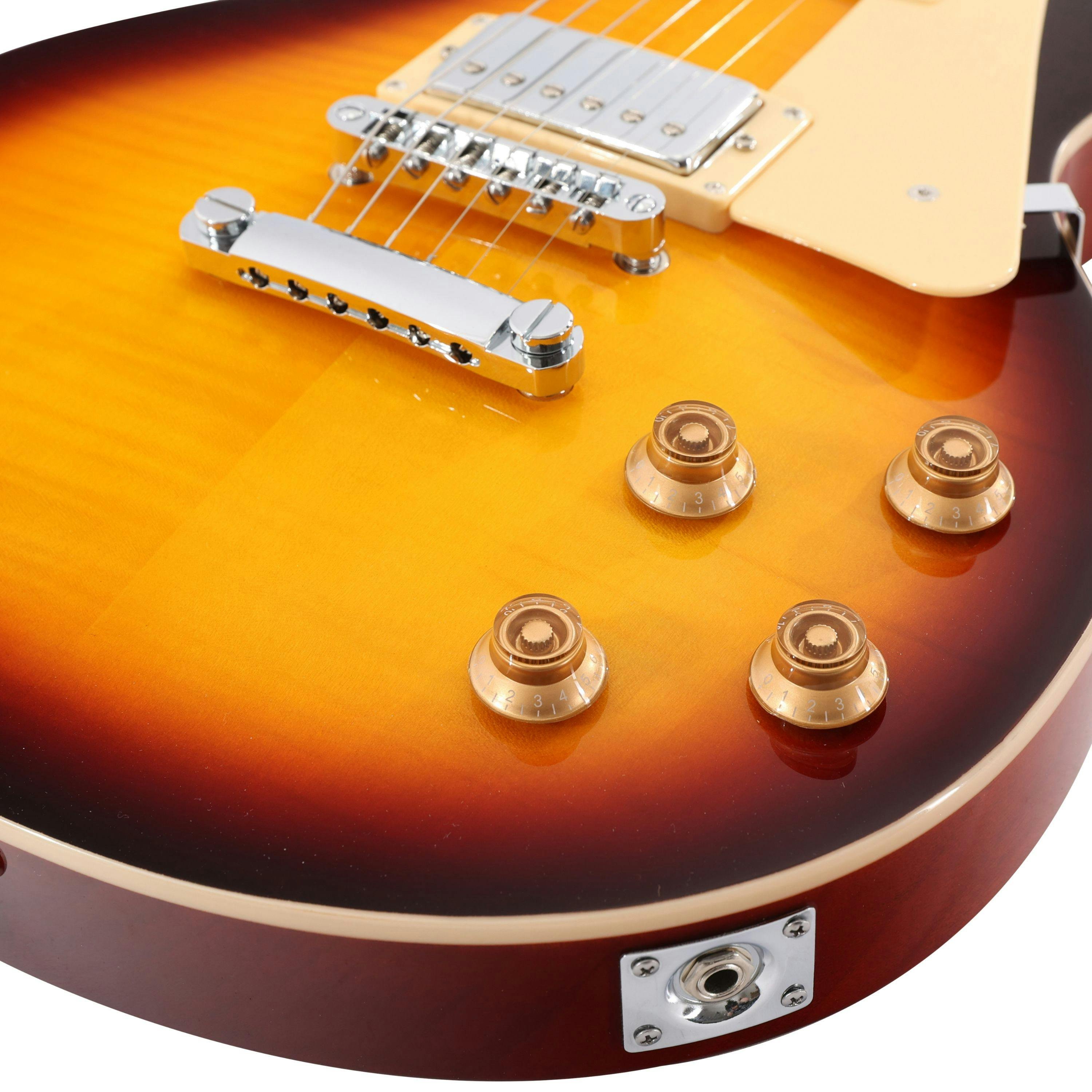 EastCoast L1 Electric Guitar Starter Pack in Vintage Sunburst with 10W Amp & Accessories - 478387-EC-L1-VSB-Controls.jpg