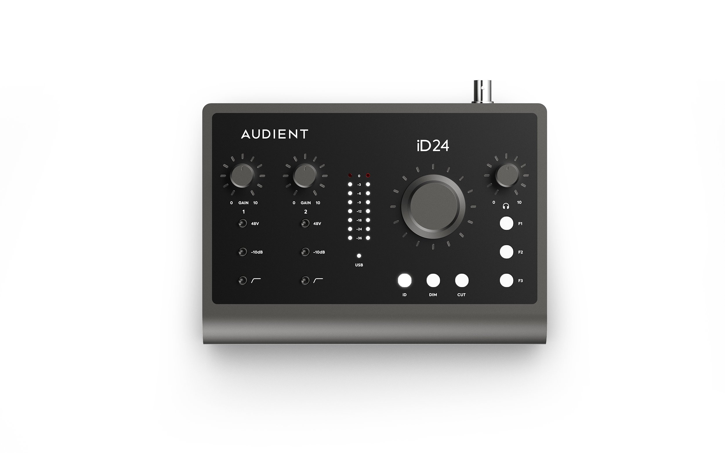 Audient ID24 Audio Interface 10 in 14 out High Performance USB Interface with Scroll Control and Loopback - ID24-Audient---iD24---Top-Ortho@0.5x.jpg