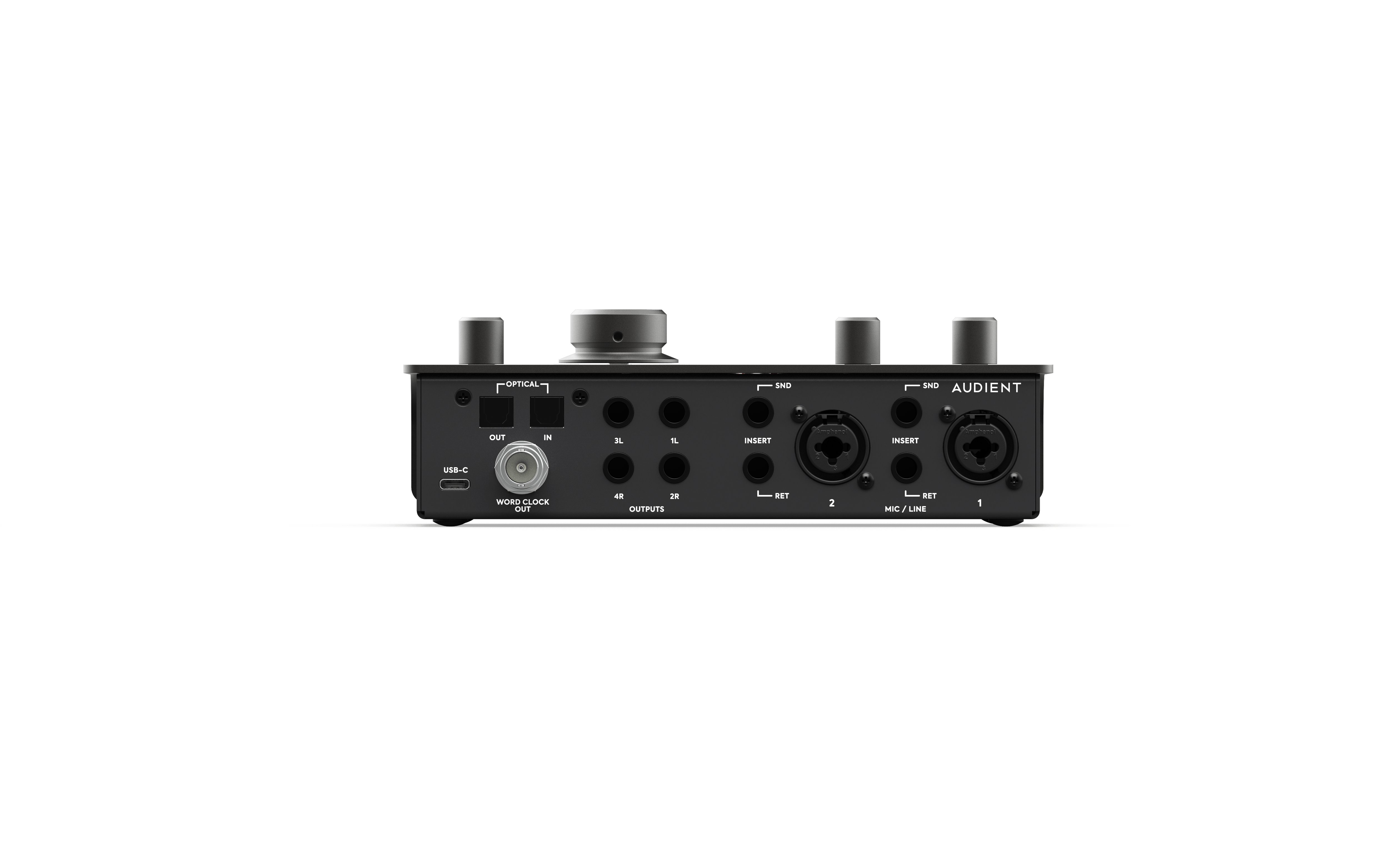 Audient ID24 Audio Interface 10 in 14 out High Performance USB Interface with Scroll Control and Loopback - ID24-Audient---iD24---Back-Ortho.jpg