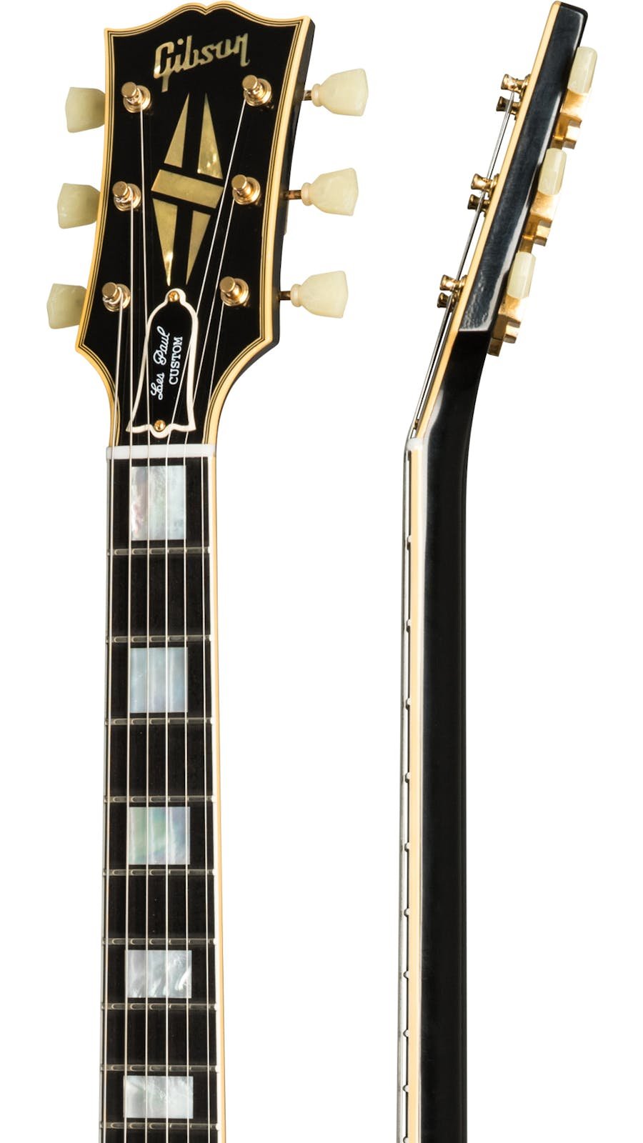 Gibson Custom Shop 1957 Les Paul Custom Reissue 2-Pickup VOS Electric Guitar in Ebony - 437574-neck-side-1600_900.jpg
