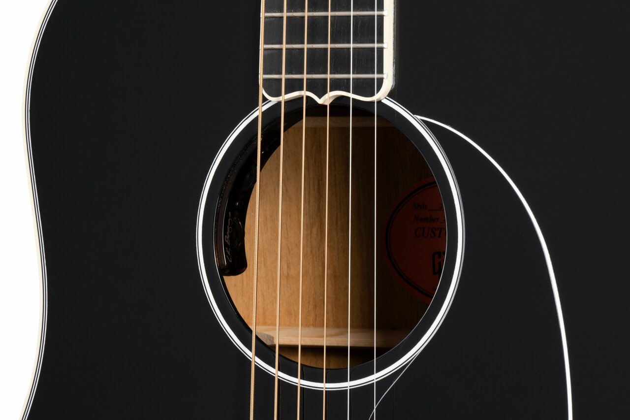 Gibson Custom Shop J-45 Custom Electro Acoustic Guitar in Ebony - CSRS4CEB-Gibson-Custom-Shop-J-45-Custom-Ebony-Acoustic-Guitar-Soundhole-min.jpg