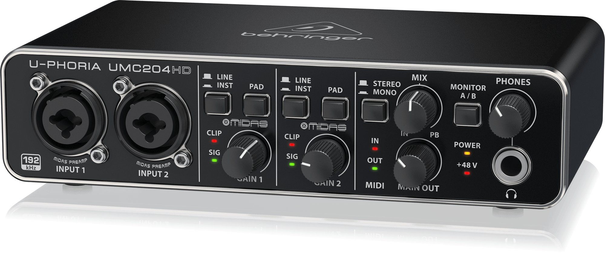 DTM・DAW Behringer U-PHORIA UMC204HD Behringer UMC204HD Audiophile 2x4 USB Audio Interface with MIDAS