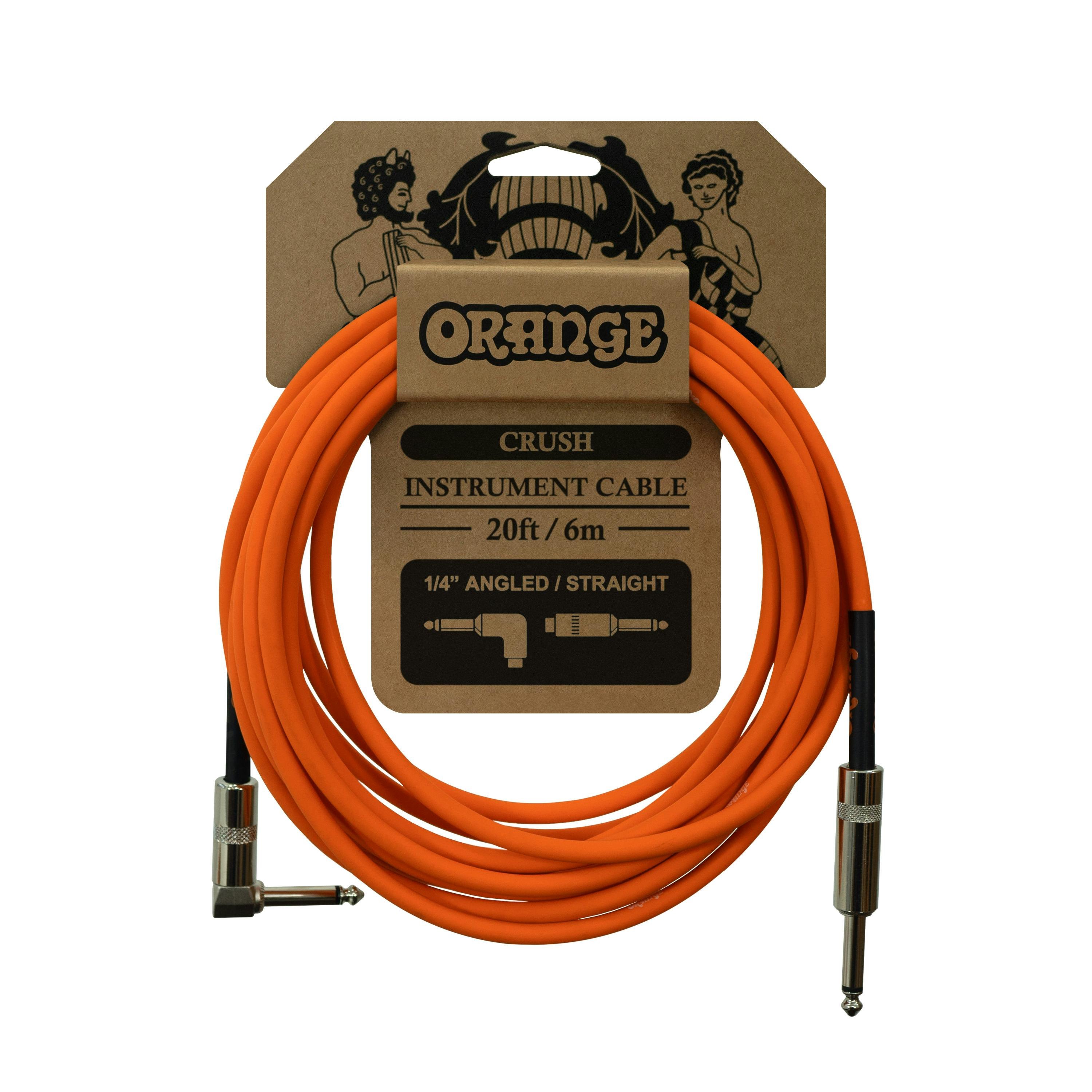 Orange Crush 20ft Angled to Straight Instrument Cable - 342930-Crush Cables - 20ft Instrument Angled.jpg