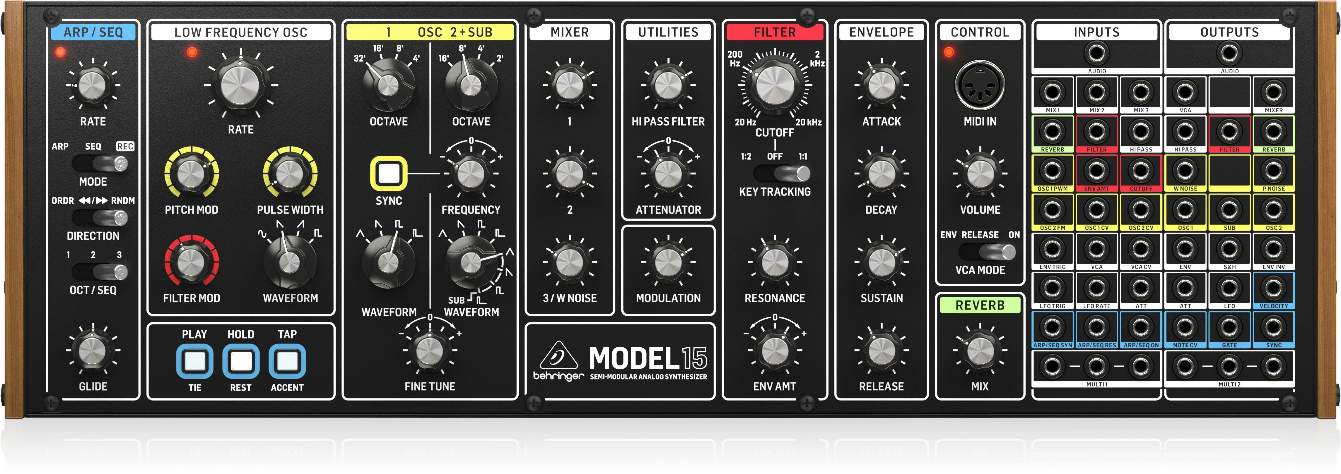 Behringer MODEL 15 Analogue Semi- Modular Synthesizer - 0718-AAW86-AR1-Behringer_MODEL-15_Media-Top.jpg