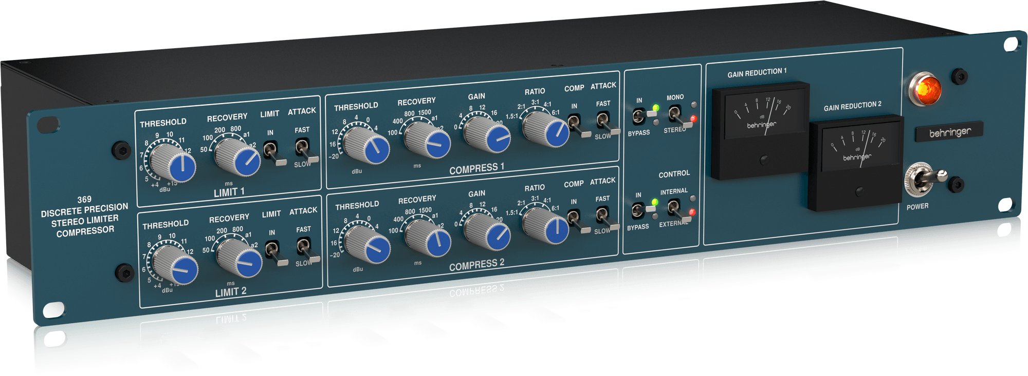 Behringer 369 Classic 2-Channel Precision Stereo Compressor and Limiter - 0817-ABK86-UK1_Studio_Compressor_Left.jpg