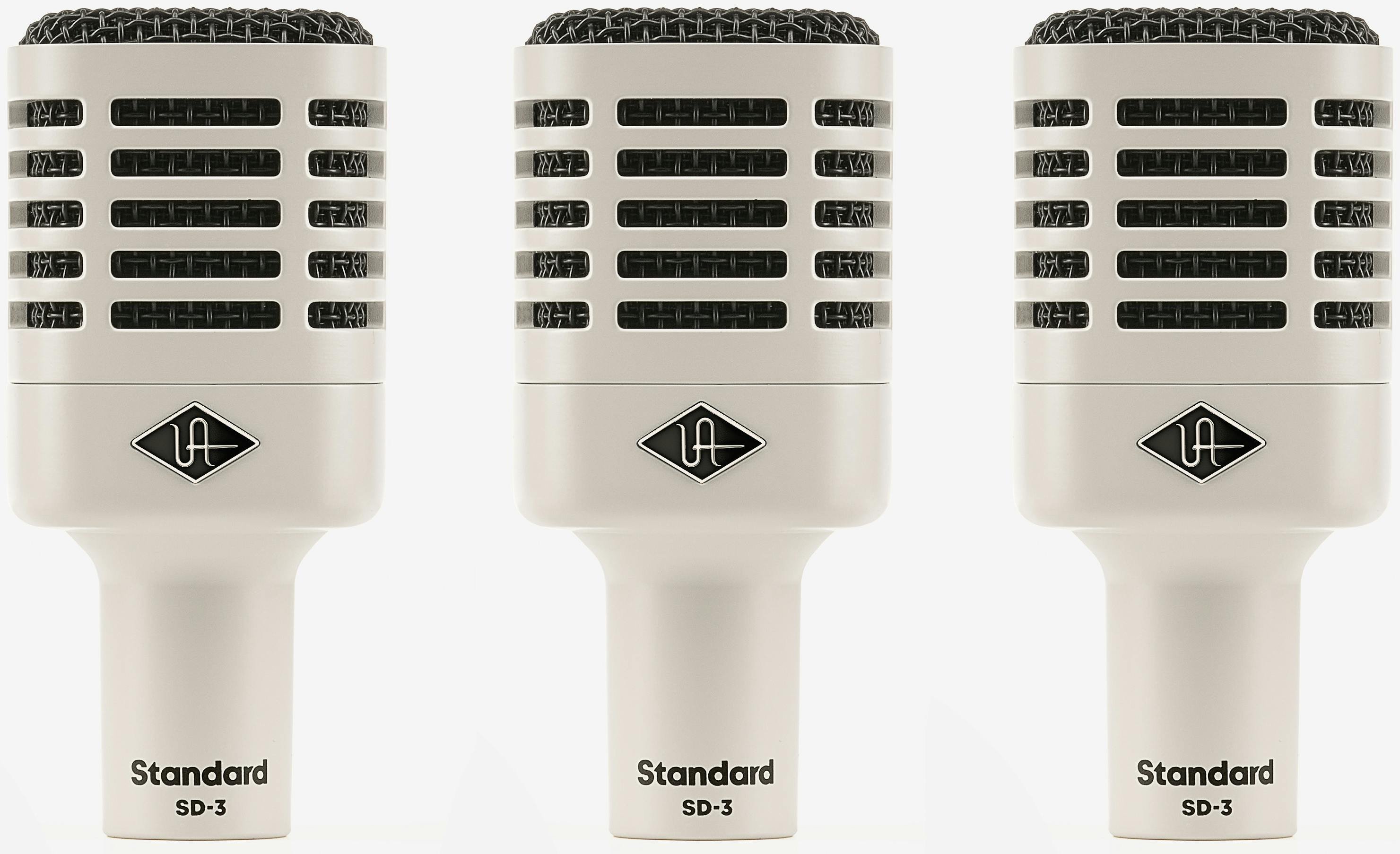 Universal Audio SD-3 Dynamic Microphone (3-Pack) with Hemisphere Modeling - MIC-UASD-3X3-SD-3_Front_3_Pack.jpg