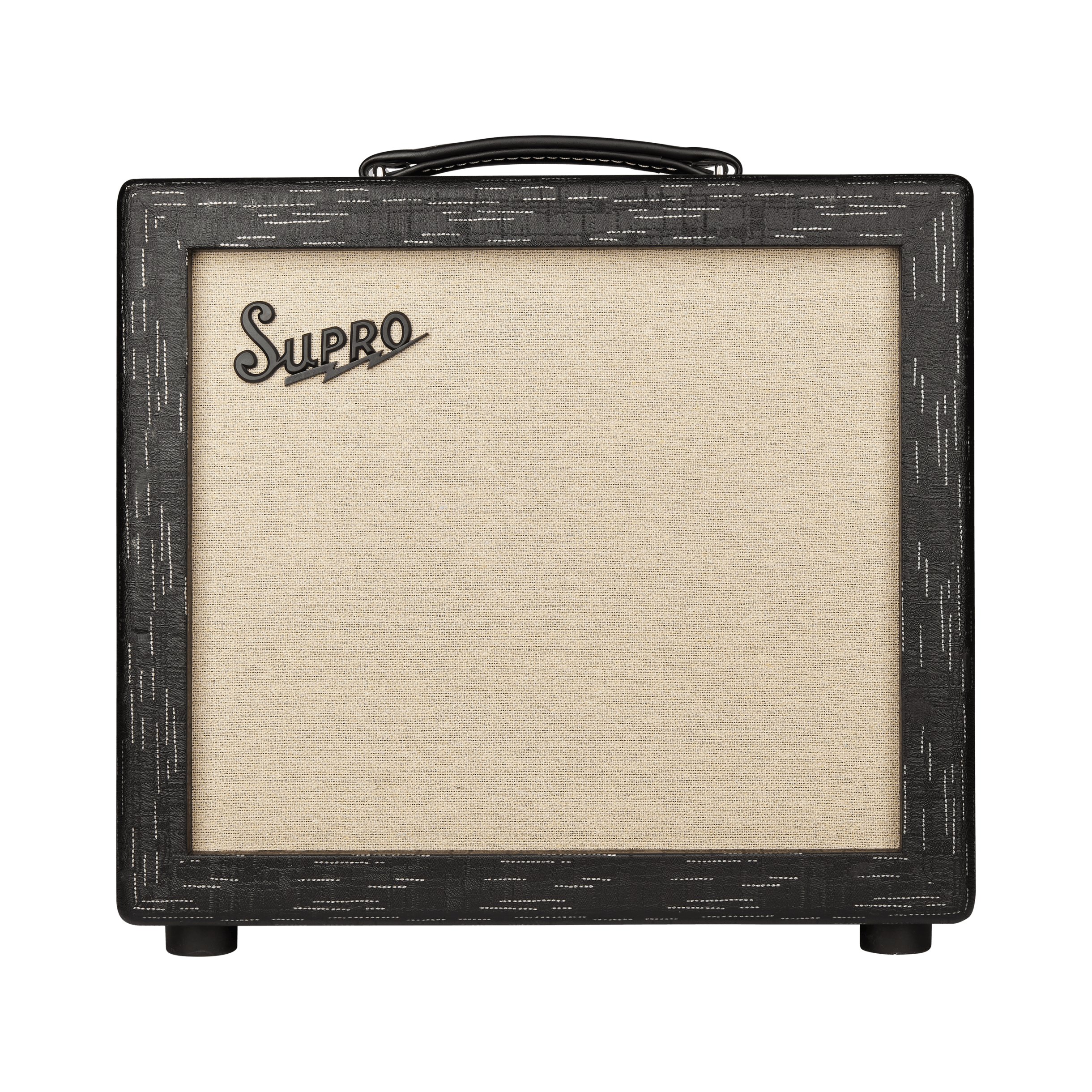 Supro Amulet 15w 110 Combo Amp In Black Scandia - 1612RT-Supro-Amulet-Vintage-Amp-15W-Black-Scandia-Front.jpg