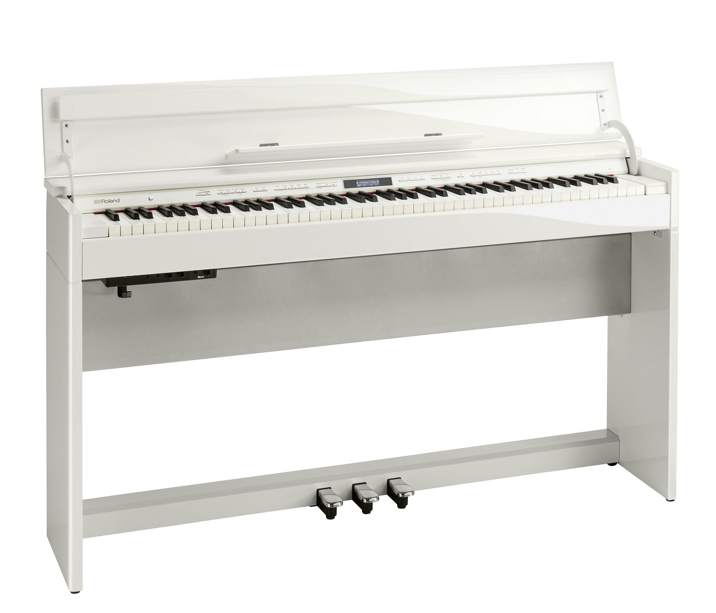 Roland DP603 Upright Digital Home Piano in Polished White - 120839-DP603_PW-DR_Open6-E.jpg