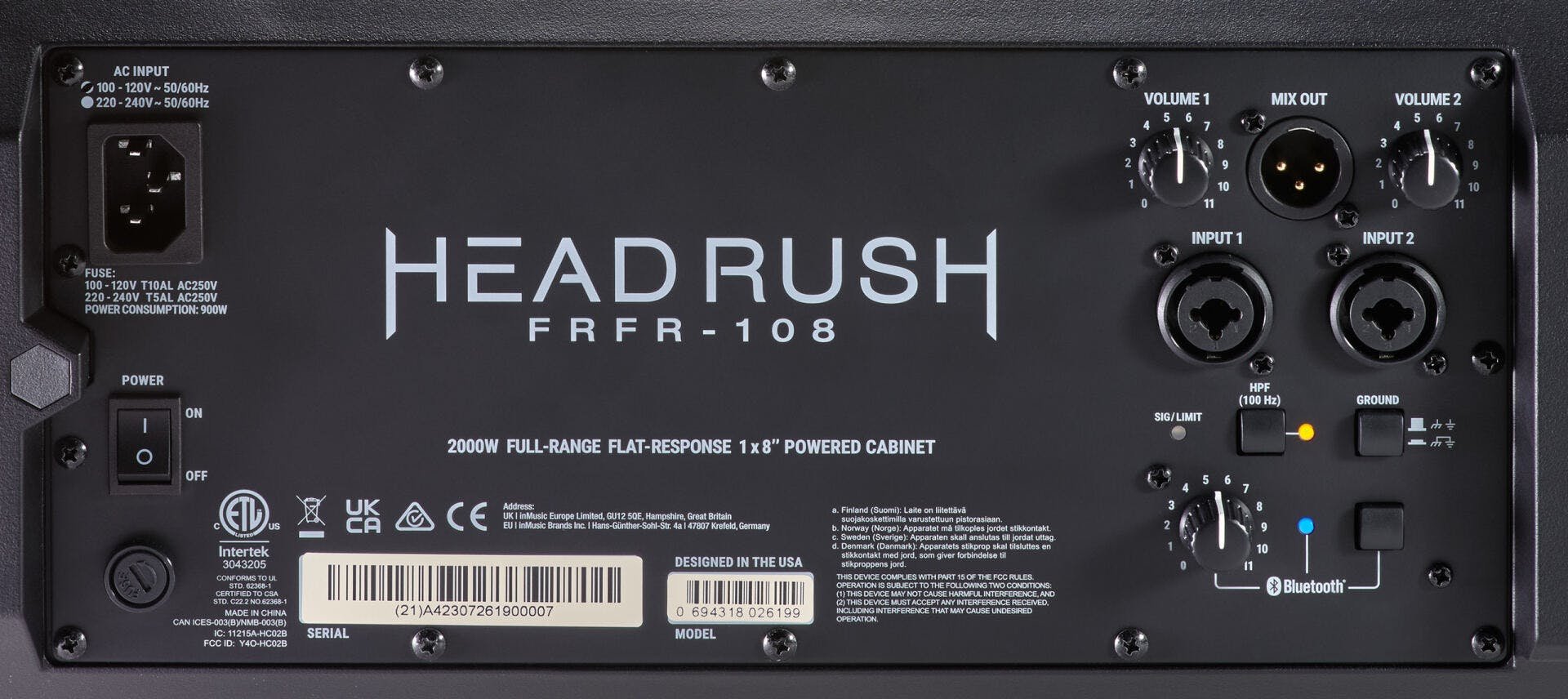 HeadRush FRFR-108 mk2 Full Range Flat Response 2000W 1x8" Powered Cab - FRFR108MK2-HeadRush-FRFR-108-MK2-2000W-1x8-Powered-Cab-Controls.jpg
