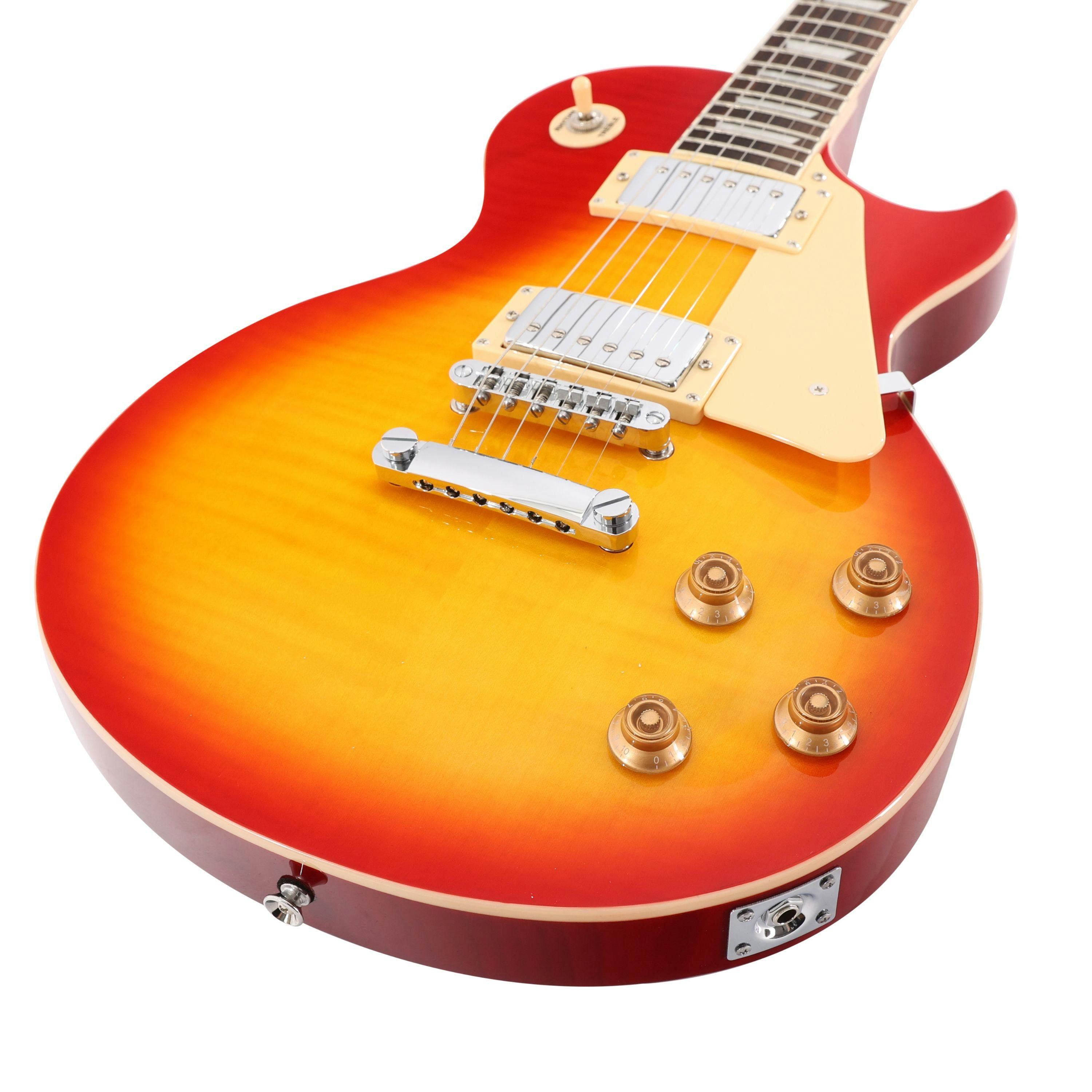 EastCoast L1 Electric Guitar Starter Pack in Heritage Cherry with 15W Amp & Accessories - 477743-EastCoast-L1-Electric-Guitar-Cherry-Sunburst-Angle.jpg