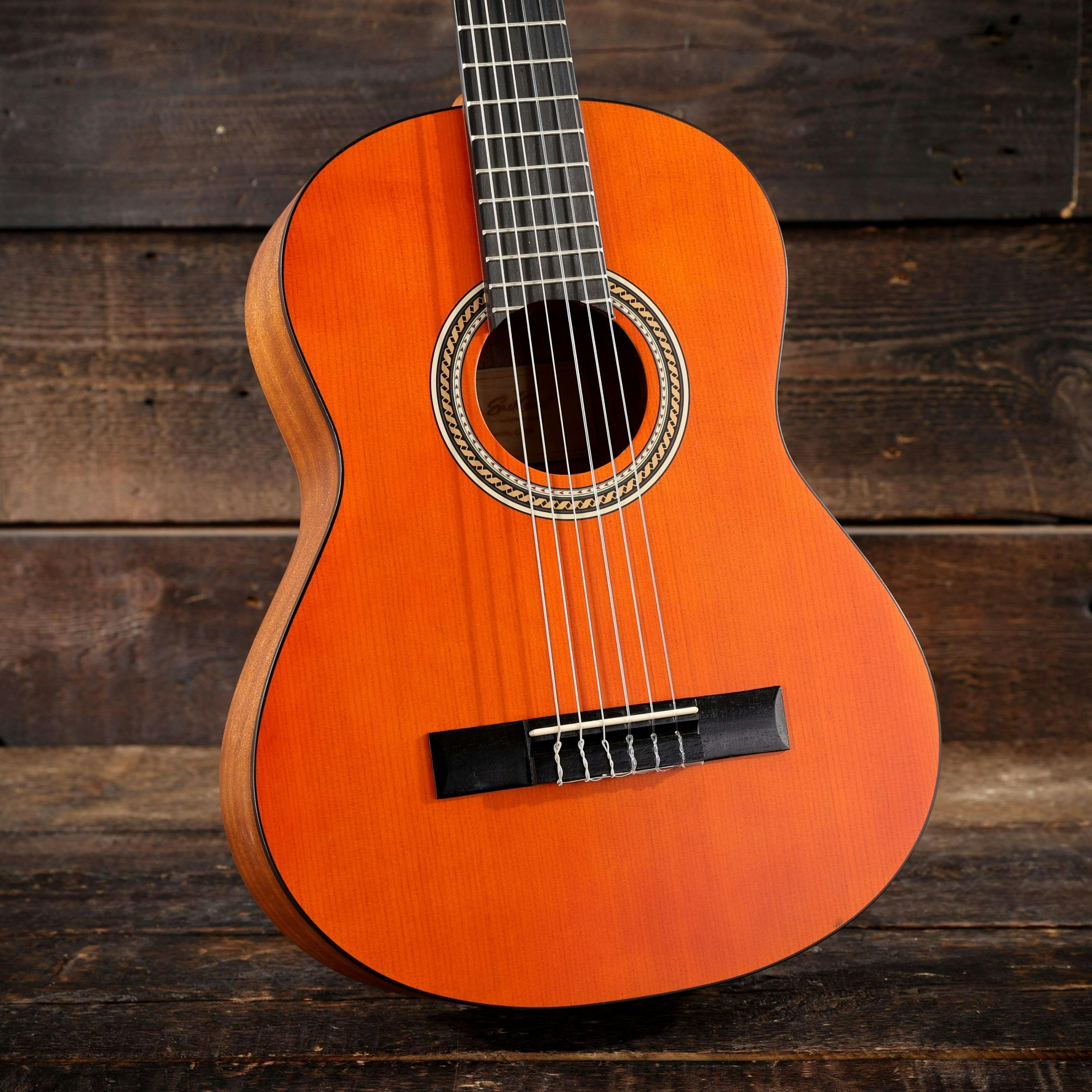 EastCoast 3/4 Size Deluxe Classical Nylon String Acoustic Guitar with Gig Bag - 479446-EastCoast C1 34 Size Classical Guitar in Natural wood background.jpg