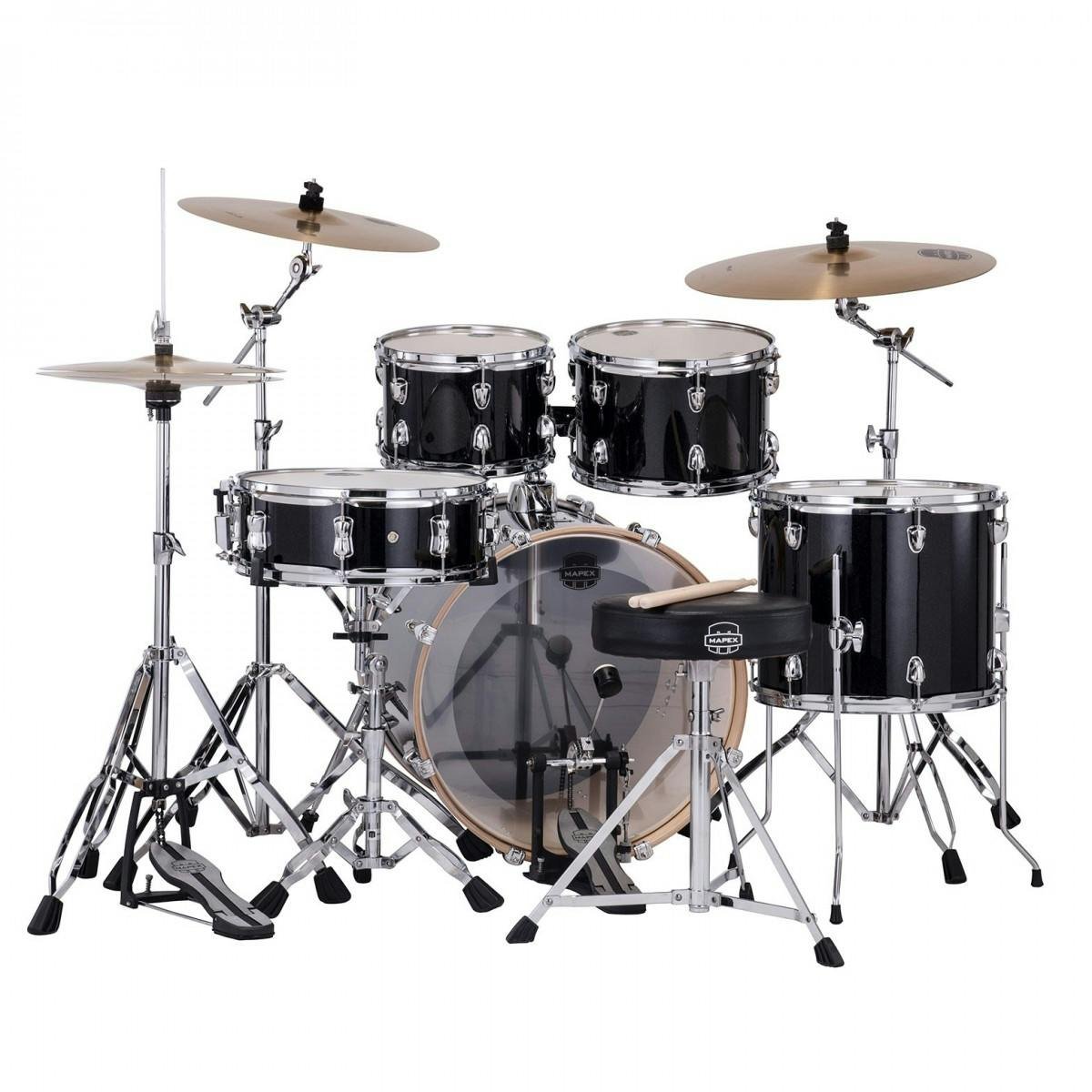 Mapex Venus 20" Acoustic Drum Kit in Black Galaxy Sparkle - VE5045FTC-VH-VE5045FTC-VH_Rear.jpg