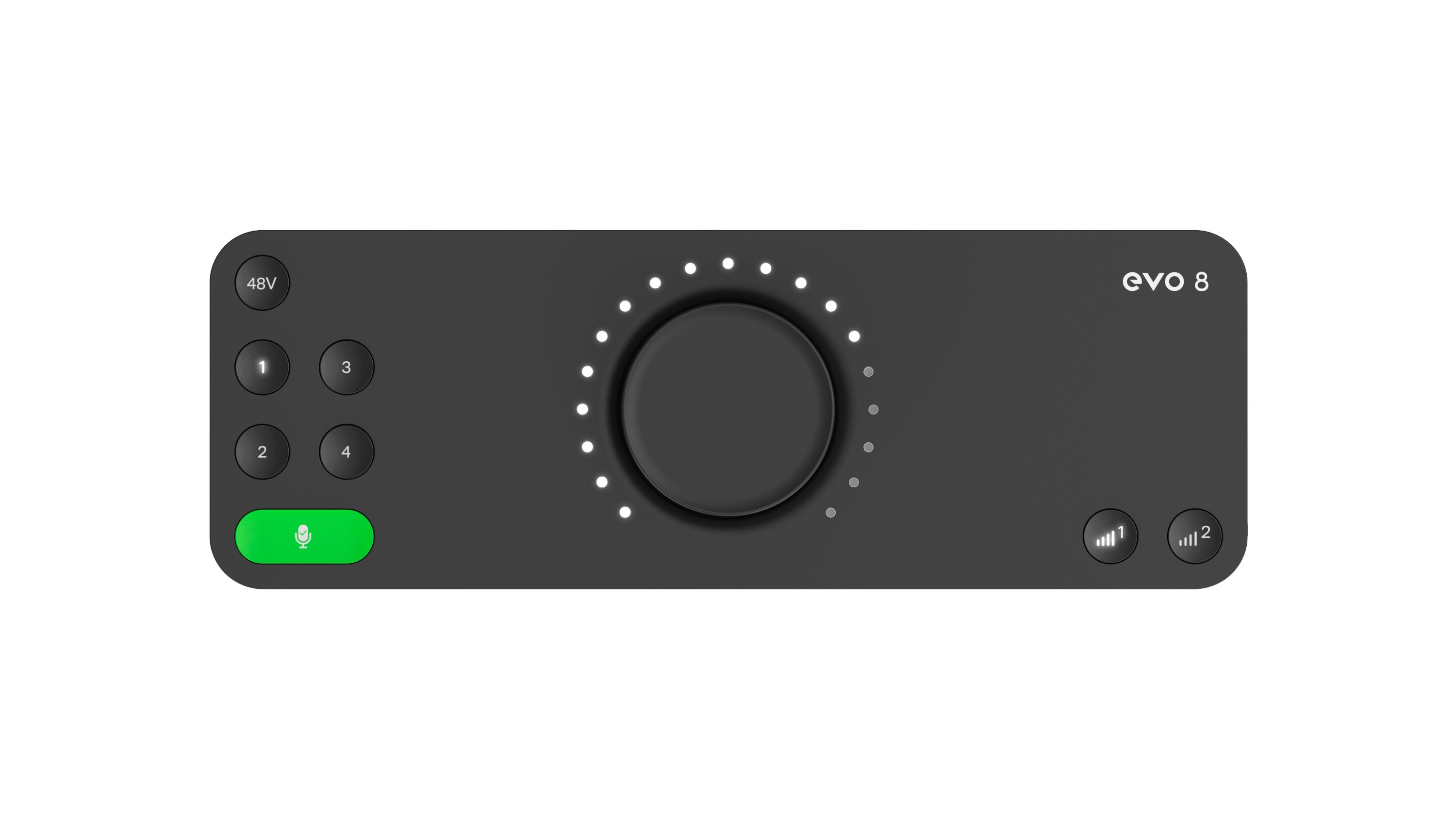 EVO 8 Hi Performance USB 2, Bus Powered Audio Interface, with 4 Mic Pre Amps, Dual Stereo Outs, Loopback & Smartgain - 411508-EVO 8 Ecommerce Orthographic Top16bit.jpg