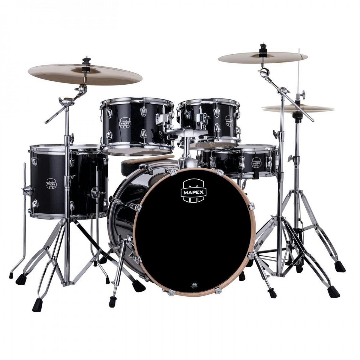Mapex Venus 22" Acoustic Drum Kit in Black Galaxy Sparkle - VE5295FTC-VH-VE5295FTC-VH_Front.jpg
