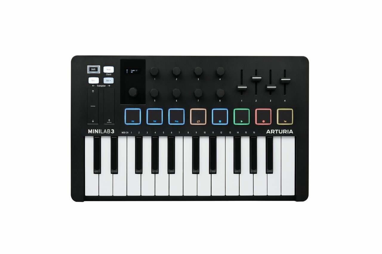 Arturia MiniLab 3 25-Note MIDI Keyboard & Controller in Black - 231502-T1-noir-face.jpg