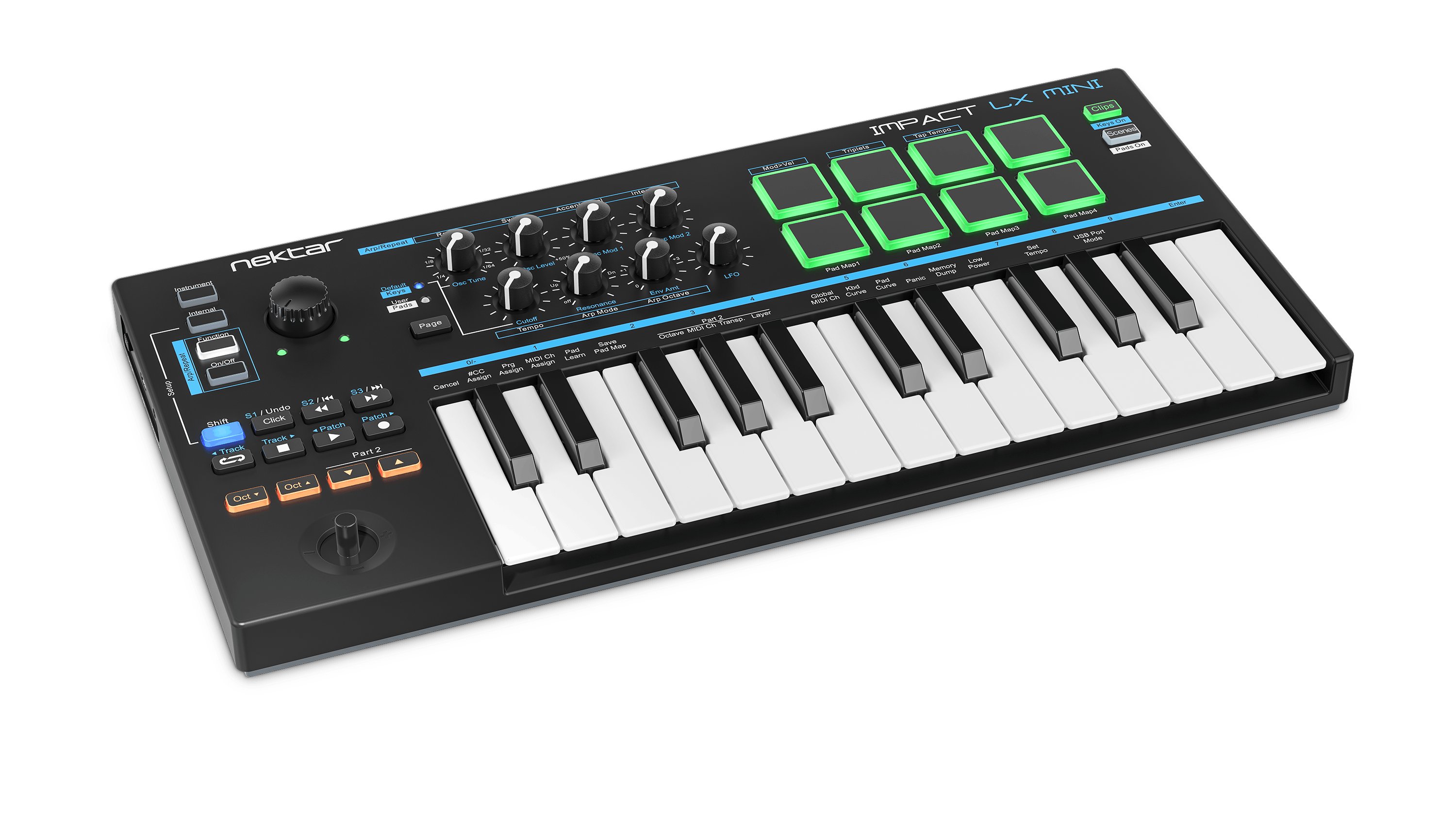 Nektar Impact LX Mini MIDI Keyboard & Controller - 471787-3.LXMINI_left_45dg_3000px.jpg