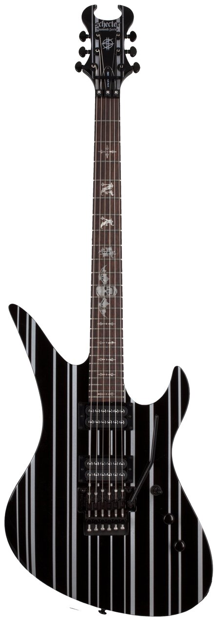 Schecter Synyster Standard Electric Guitar in Black with Silver Pinstripes - Synyster Standard.Gloss Black with Silver Pinstripes.01.jpg