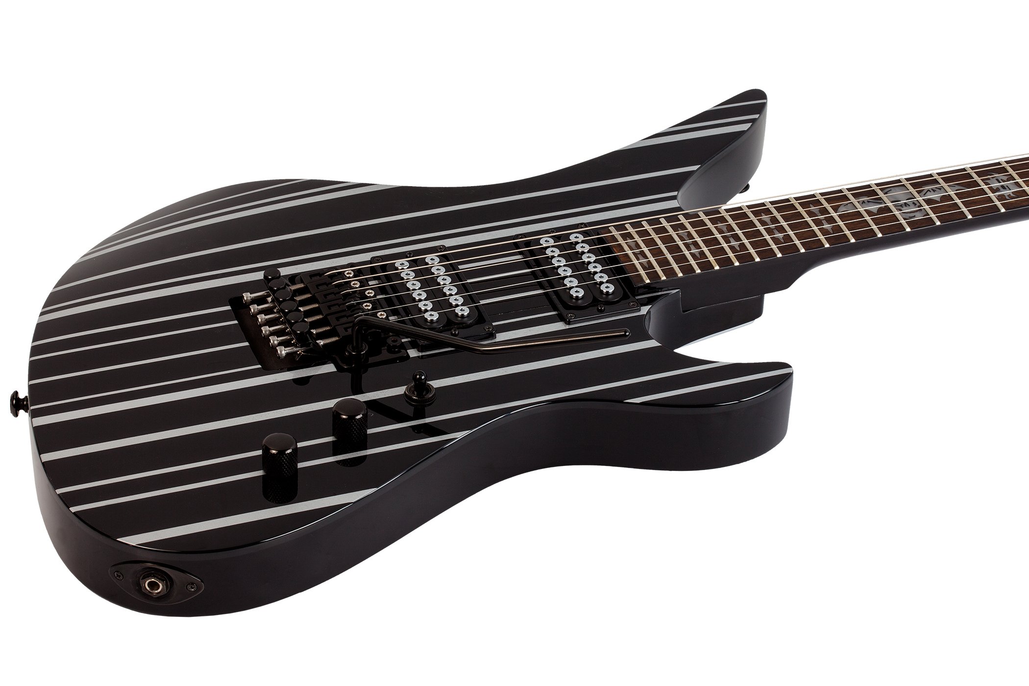 Schecter Synyster Standard Electric Guitar in Black with Silver Pinstripes - Synyster Standard.Gloss Black with Silver Pinstripes.02.jpg