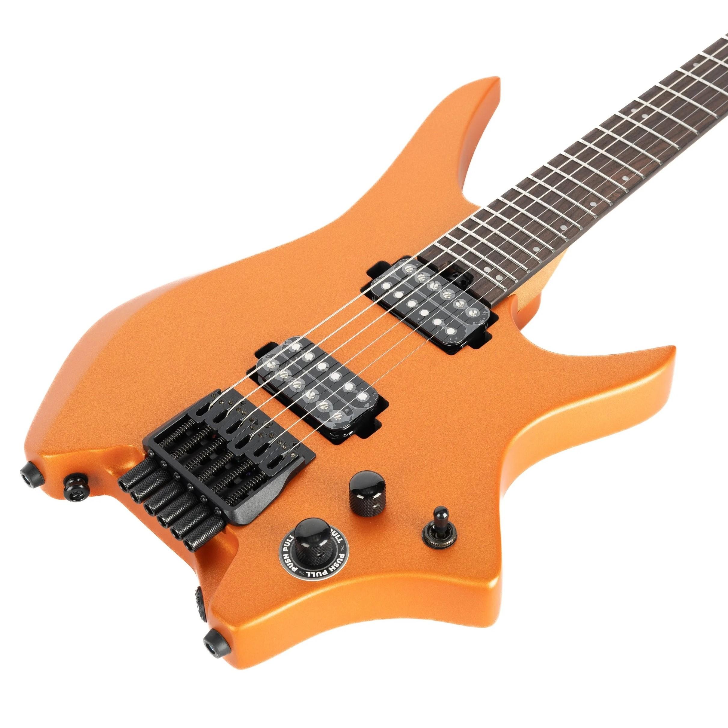 HILS NEXT HN3 Headless Electric Guitar in Satin Metallic Coral Orange - HN3SMCO-New-Body-Angle.jpg