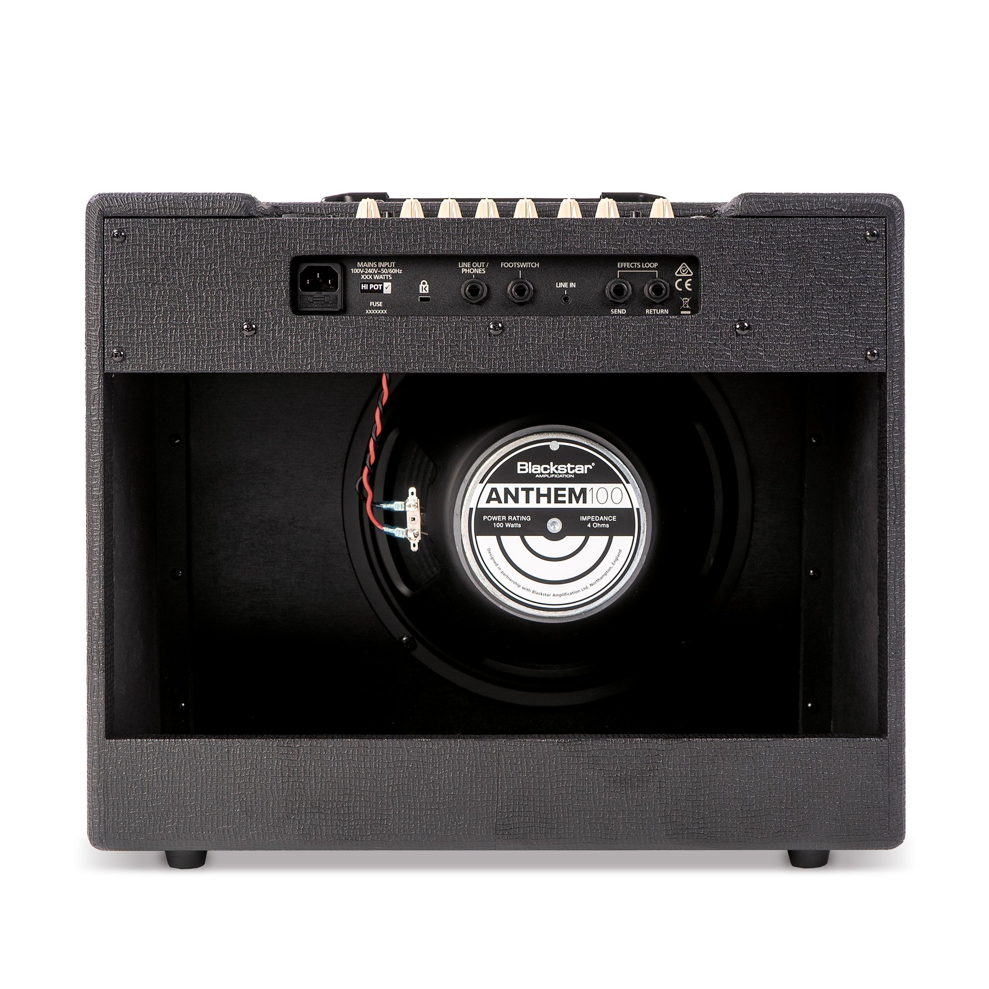 Blackstar Debut 100R 1X12 100W Solid State Amplifier Combo in Black - Debut-100R-Black-1X12-White-Shot-Rear.jpg