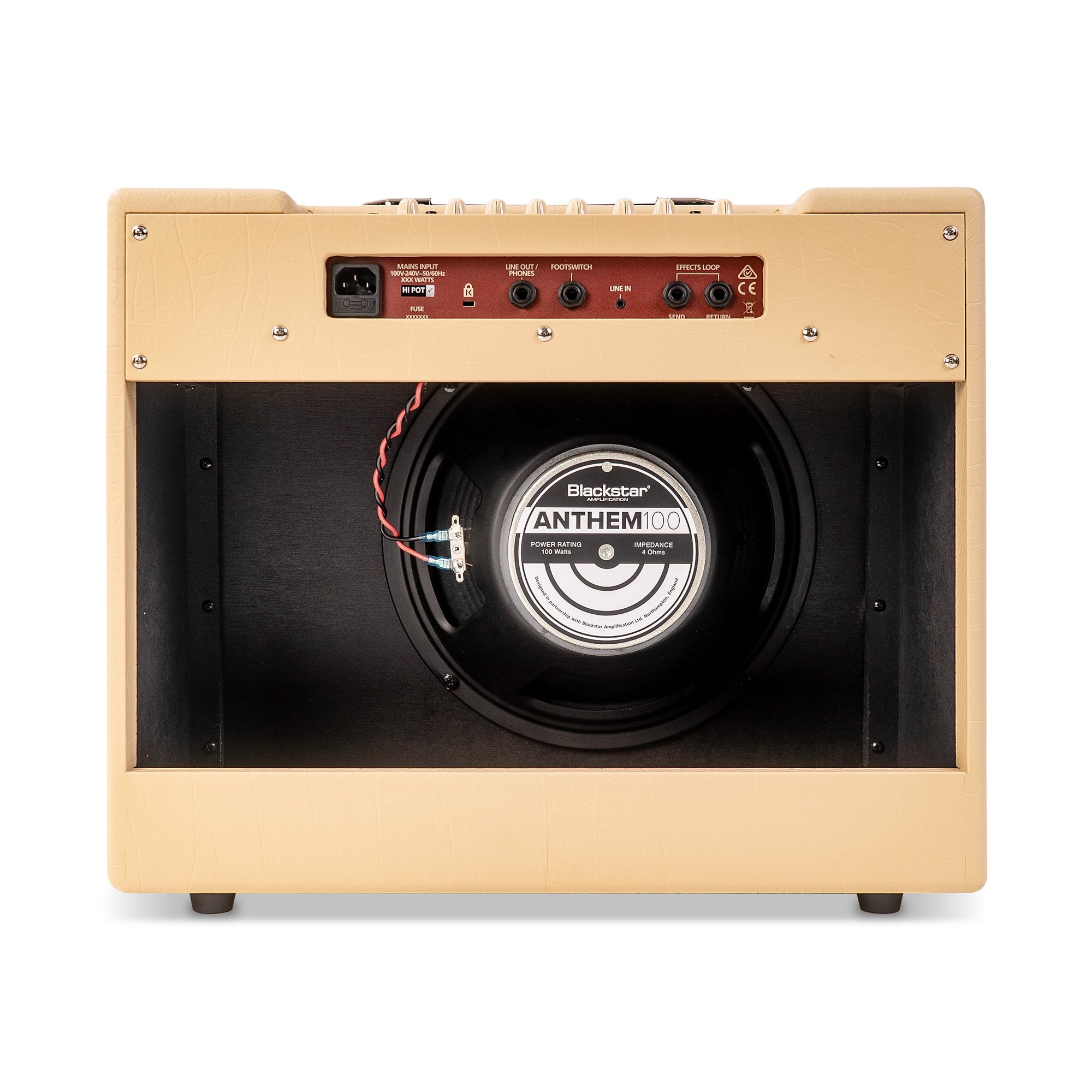 Blackstar Debut 100R 1X12 100W Solid State Amplifier Combo in Cream - Debut-100R-Cream-1X12-White-Shot-Rear.jpg