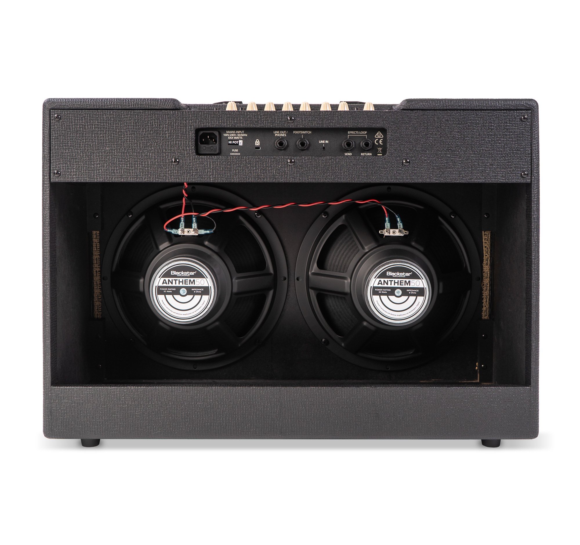 Blackstar Debut 100R 2X12 100W Solid State Amplifier Combo in Black - Debut-100R-Black-2X12-White-Shot-Rear.jpg