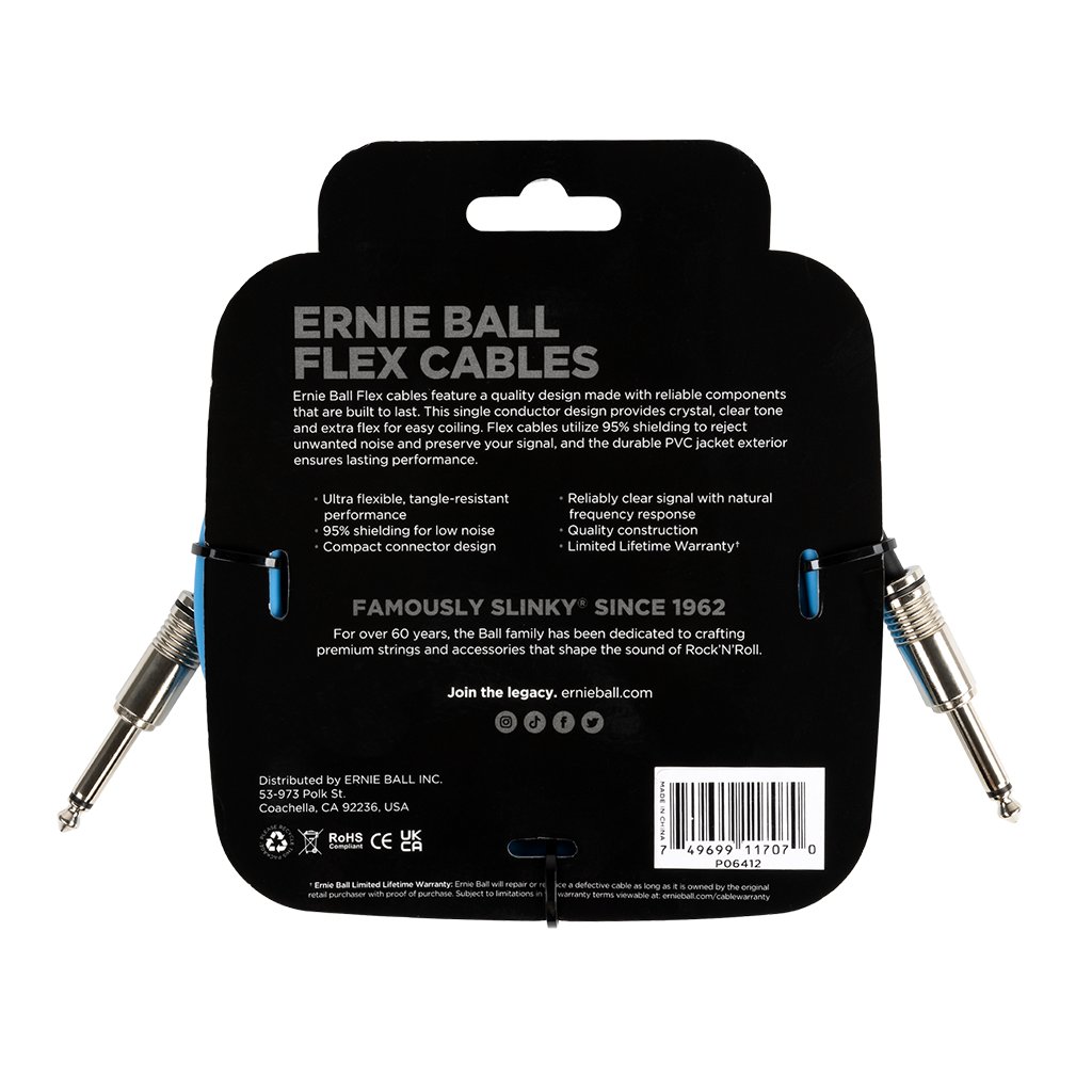 Ernie Ball Flex Instrument Cable Straight/Straight 10FT - BLUE - p06412_2.jpg