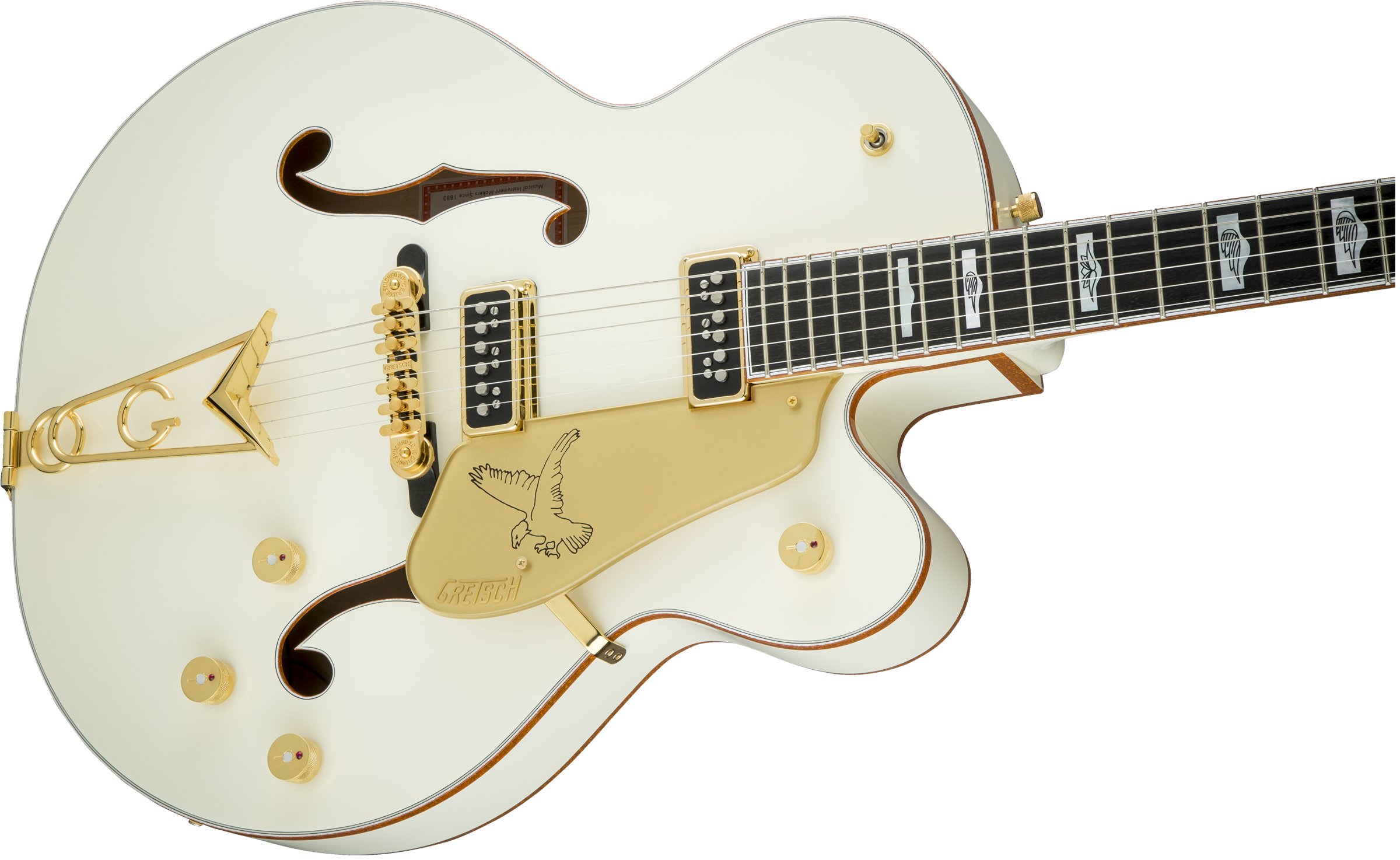 G6136-55 Vintage Select Edition '55 Falcon Hollow Body with Cadillac Tailpiece in Vintage White - 2411510805_gtr_cntbdyright_001_nr.jpg