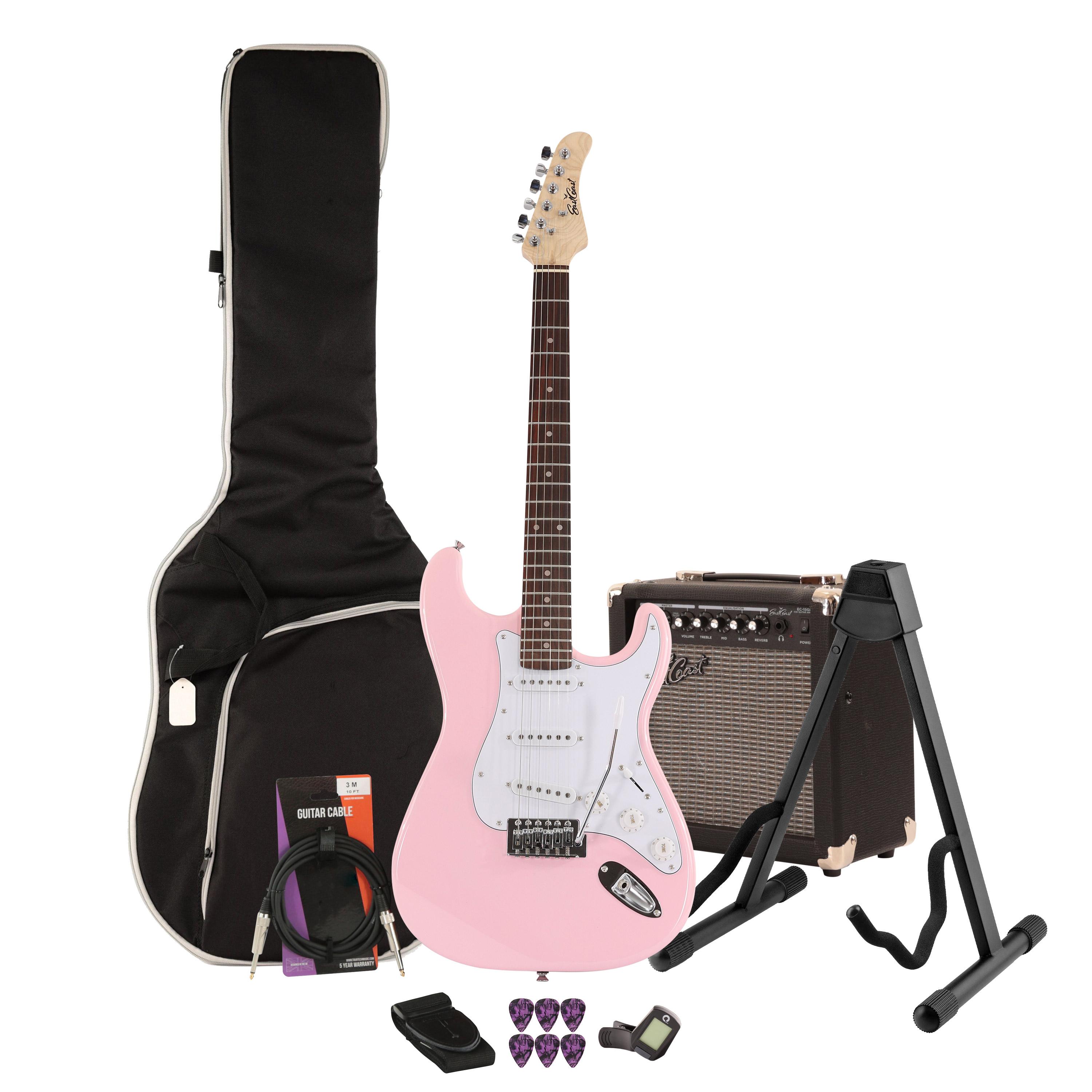 EastCoast ST1 Shell Pink Electric Guitar Starter Pack with 15W Amp EastCoast ST1 Shell Pink Electric Guitar Starter Pack with 15W Amp