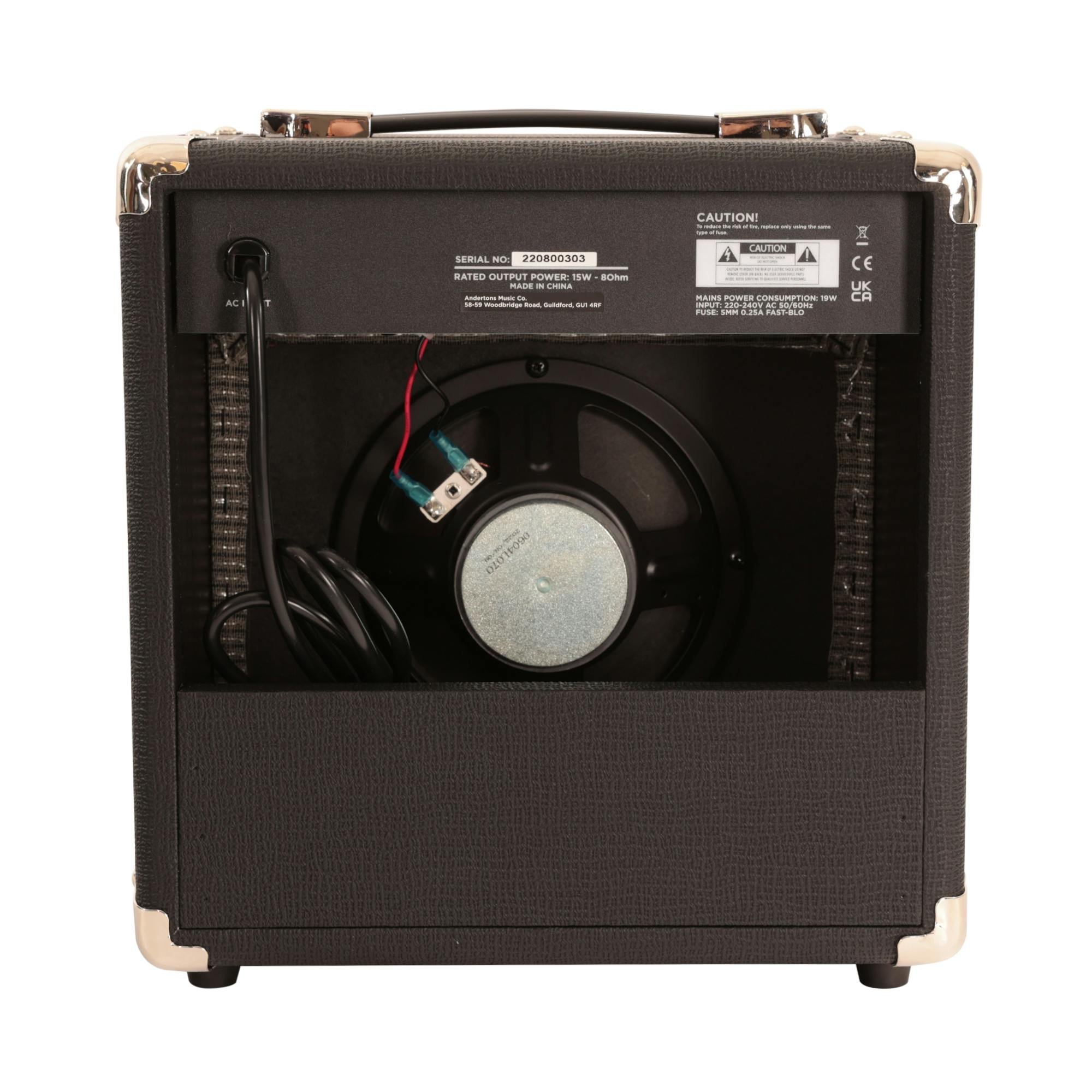 EastCoast ST1 Electric Guitar Starter Pack In Three Tone Sunburst with 15W Amp & Accessories - EC-15RG-EastCoast-EC-15GRII-Guitar-Amp-Rear.jpg