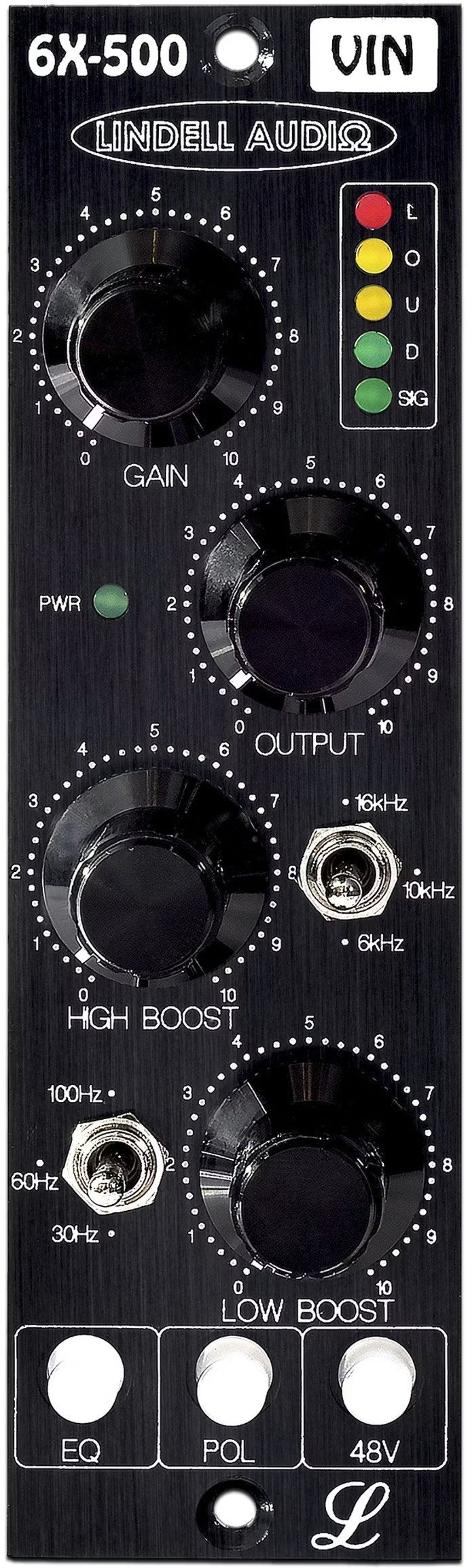 Lindell Audio 6X500VIN 1 Channel Transformer Vintage Coupled Mic Pre / EQ 500 SERIES - 6X500VIN - Front.jpg
