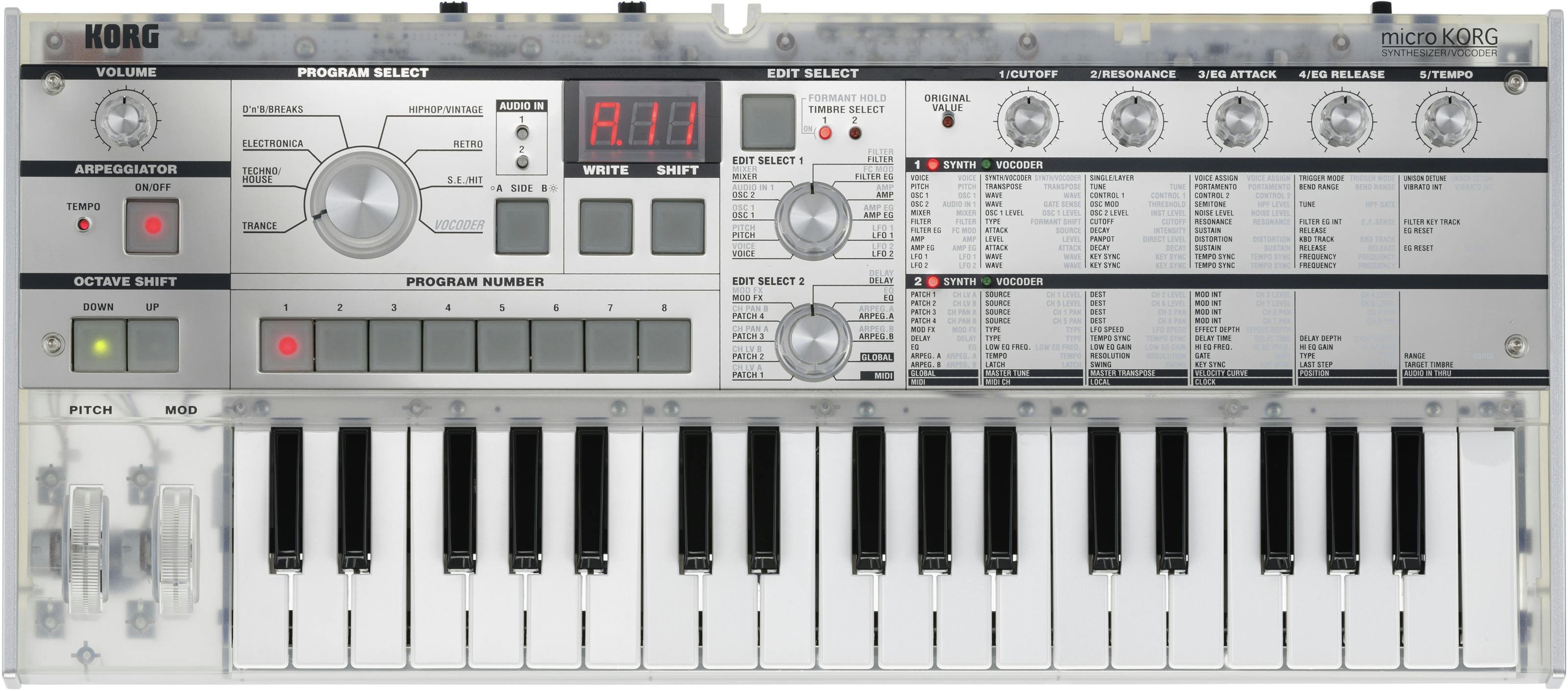 Korg microKORG Synthesizer with Vocoder - MICROKORG-CR-MicroKORG-Crystal-Top.jpg