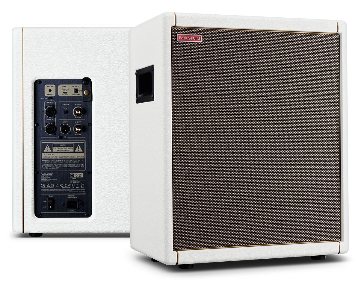 Positive Grid Spark CAB in Pearl - spark-cab(pearl)-3qtrFR-010+pearl-011B+cable-loop.jpg