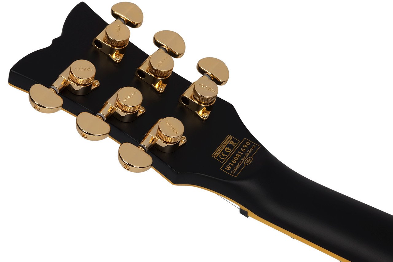Schecter SOLO-II Custom Electric Guitar in Aged Black Satin - BACK OF HEADSTOCK.jpg