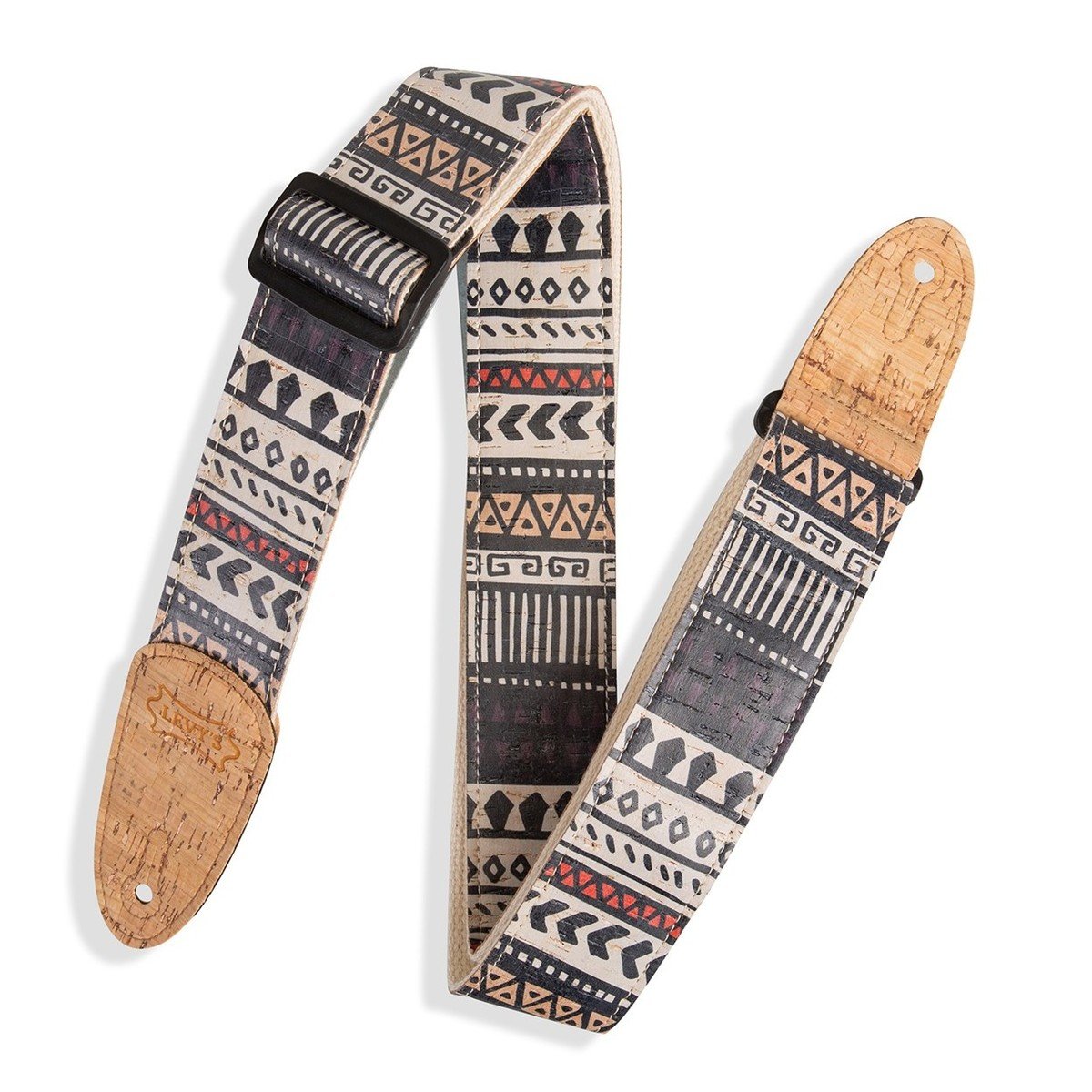 Levy Natural Cork on Natural Cotton Strap with Cork ends Zanzibar Print - LEVSTPMX8002.jpg