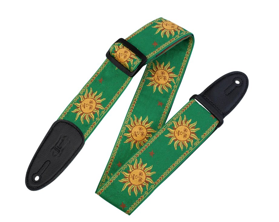 Levys Sun Motif Weave w Leather Backing - Yellow on Green - LEV-STP-MPJG-SUN-GRN.jpg