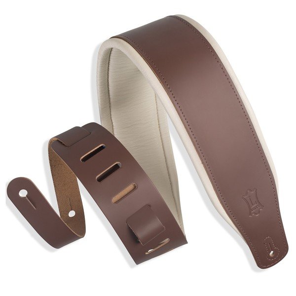 Levys Amped Top Grain Leather Padded 3 inch - Dark Brown on Cream - LEV-STP-M26PD-BRN_CR.jpg
