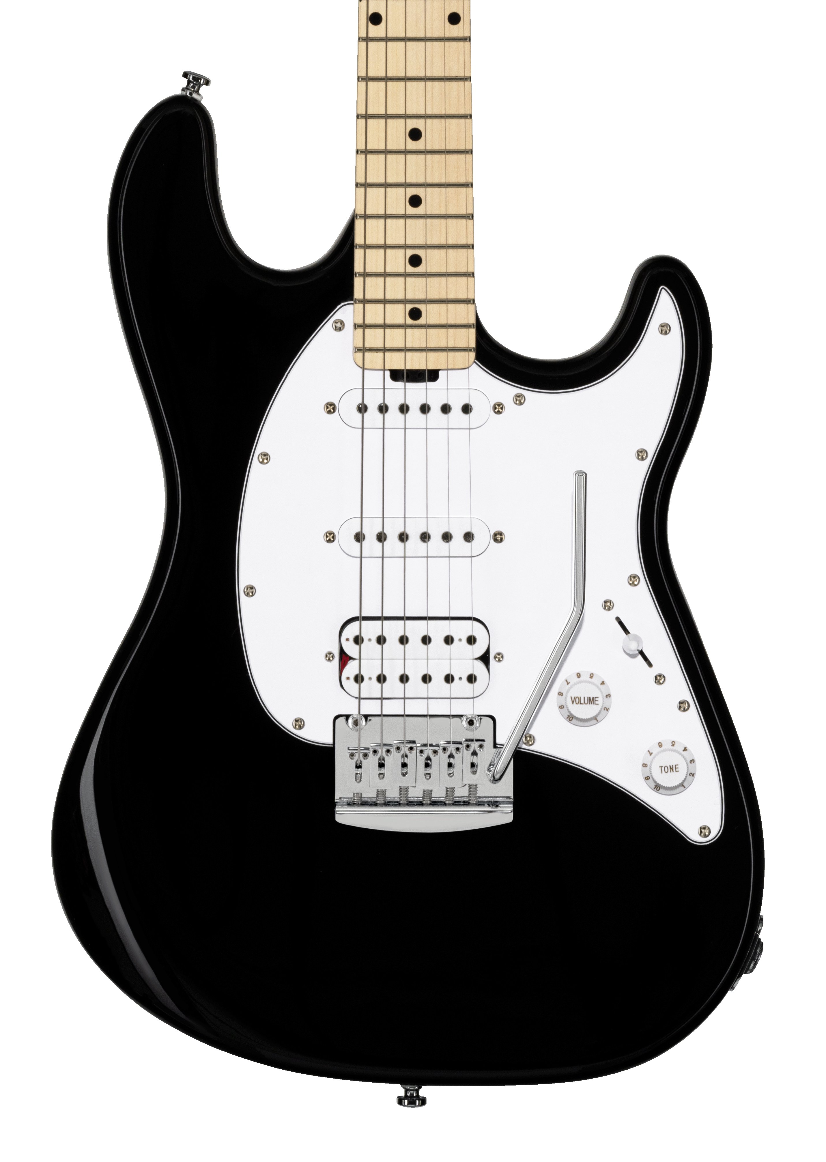 Sterling by Music Man Sub Cutlass CT20 HSS in Black with Maple Neck - ST-CT20HSS-BK-M1-FRONT-cropped.jpg